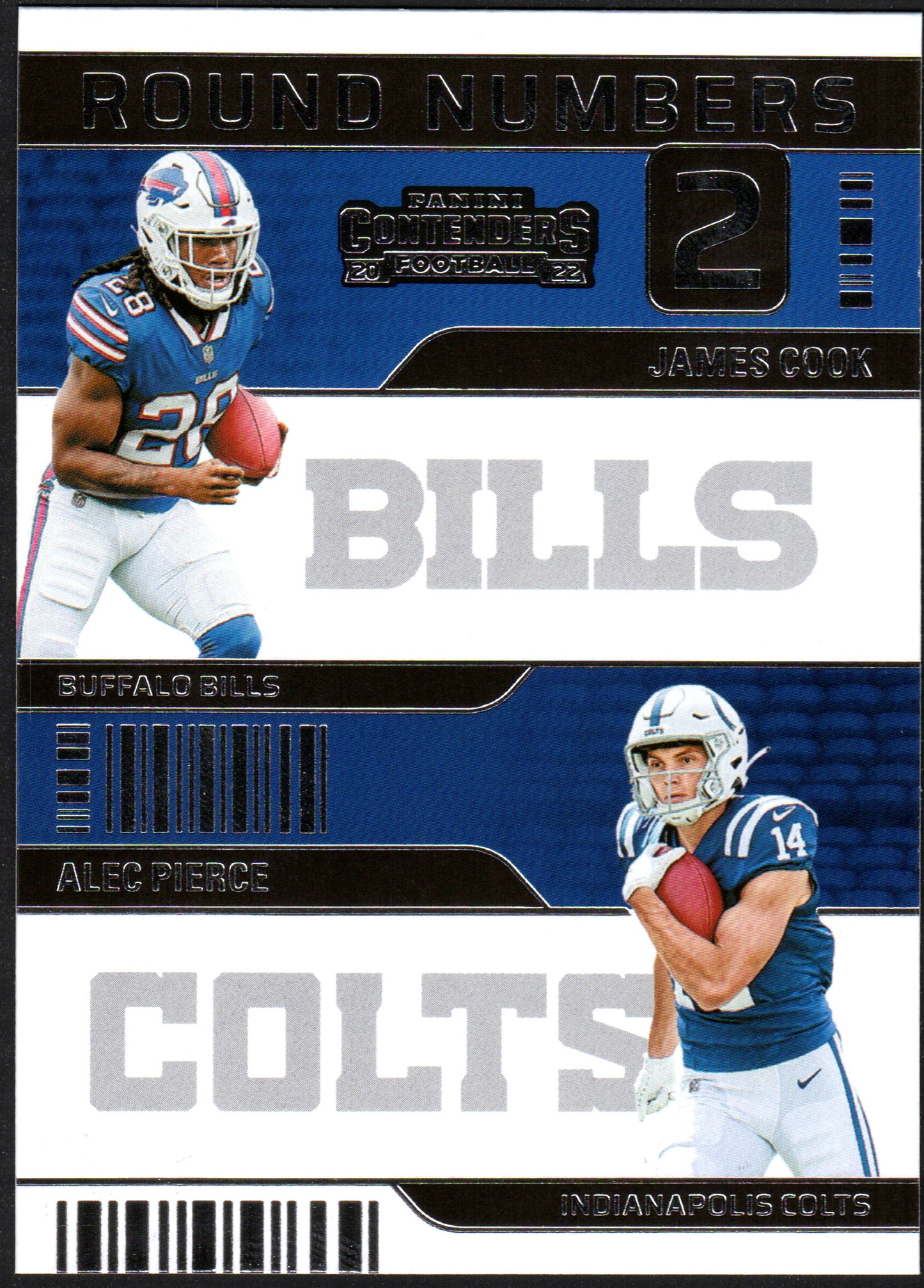 James Cook / Alec Pierce Buffalo Bills / Indianapolis Colts #RN-CP Round 2 Numbers - 2022 Panini