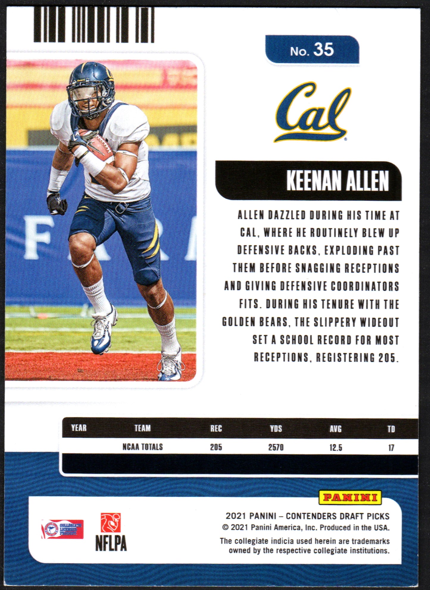 Keenan Allen California Golden Bears #35 Season Ticket - 2021 Panini