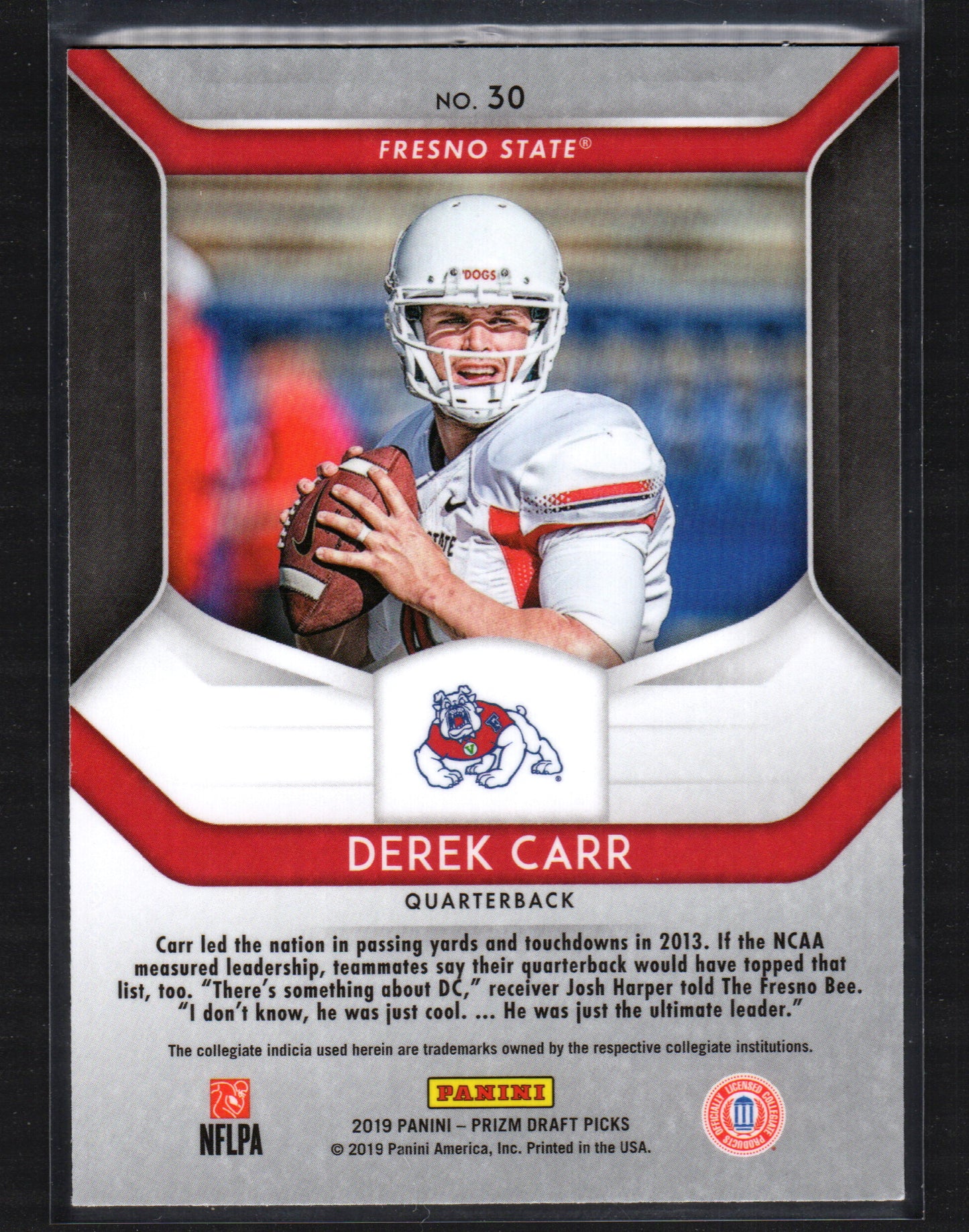 Derek Carr Fresno State Bulldogs #30 - 2019 Panini Prizm