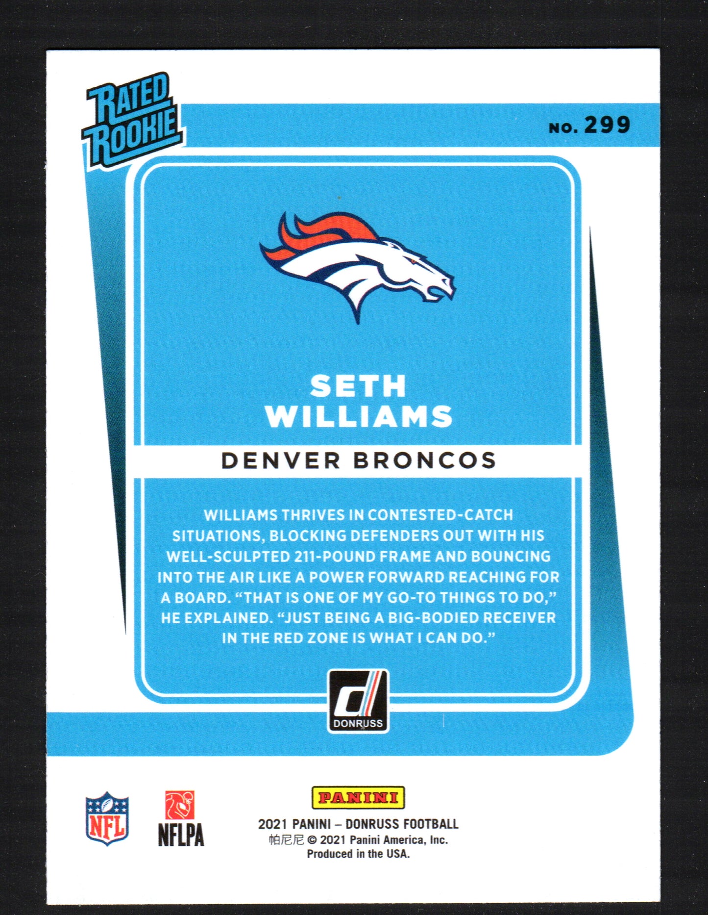 Seth Williams Denver Broncos #299 - 2021 Donruss