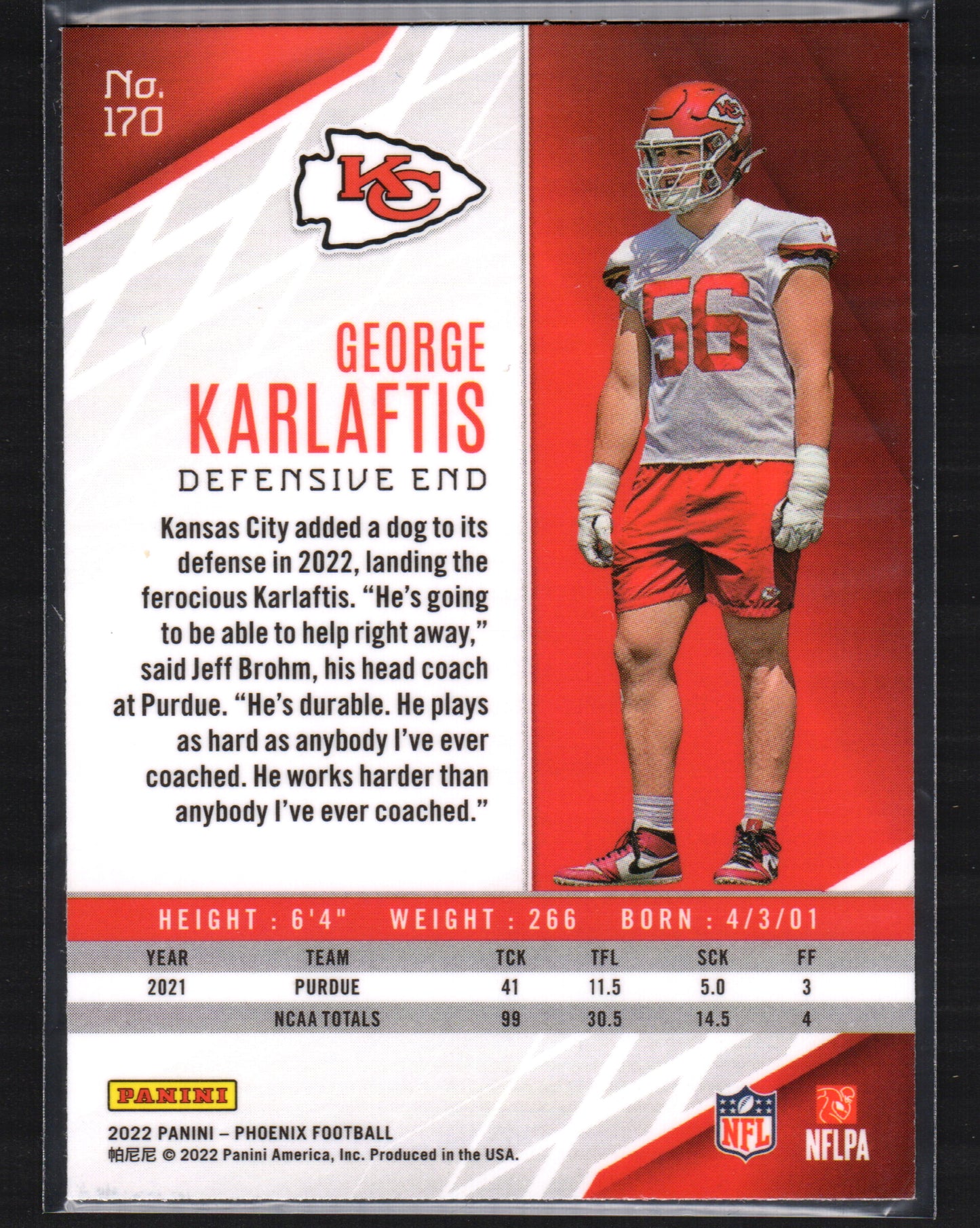 George Karlaftis Kansas City Chiefs #170 - 2022 Panini Phoenix