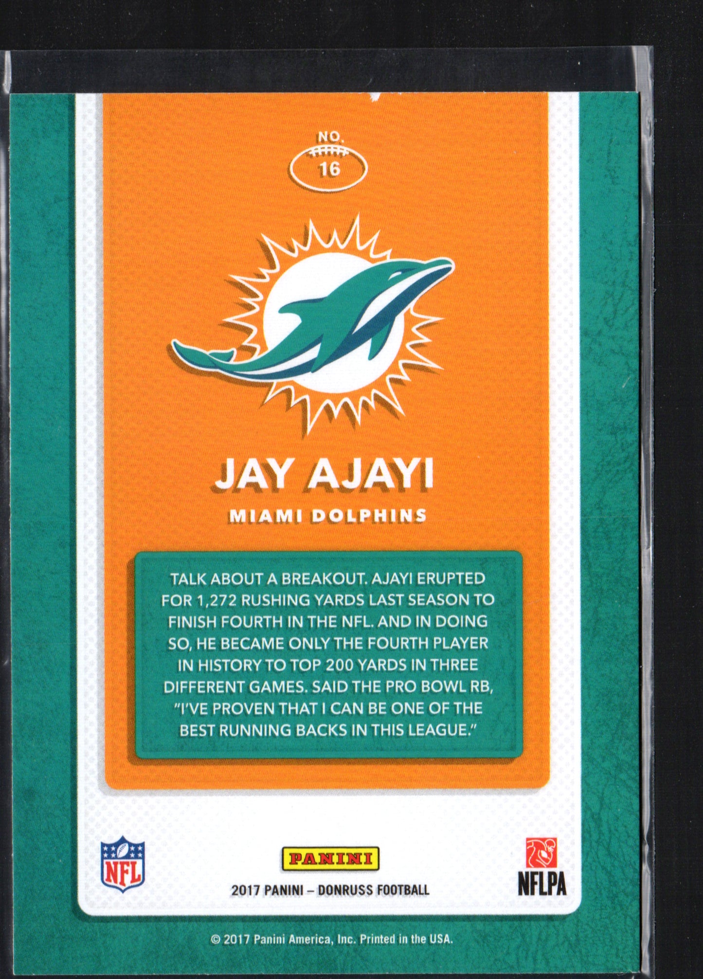 Jay Ajayi Miami Dolphins #16 - 2017 Donruss