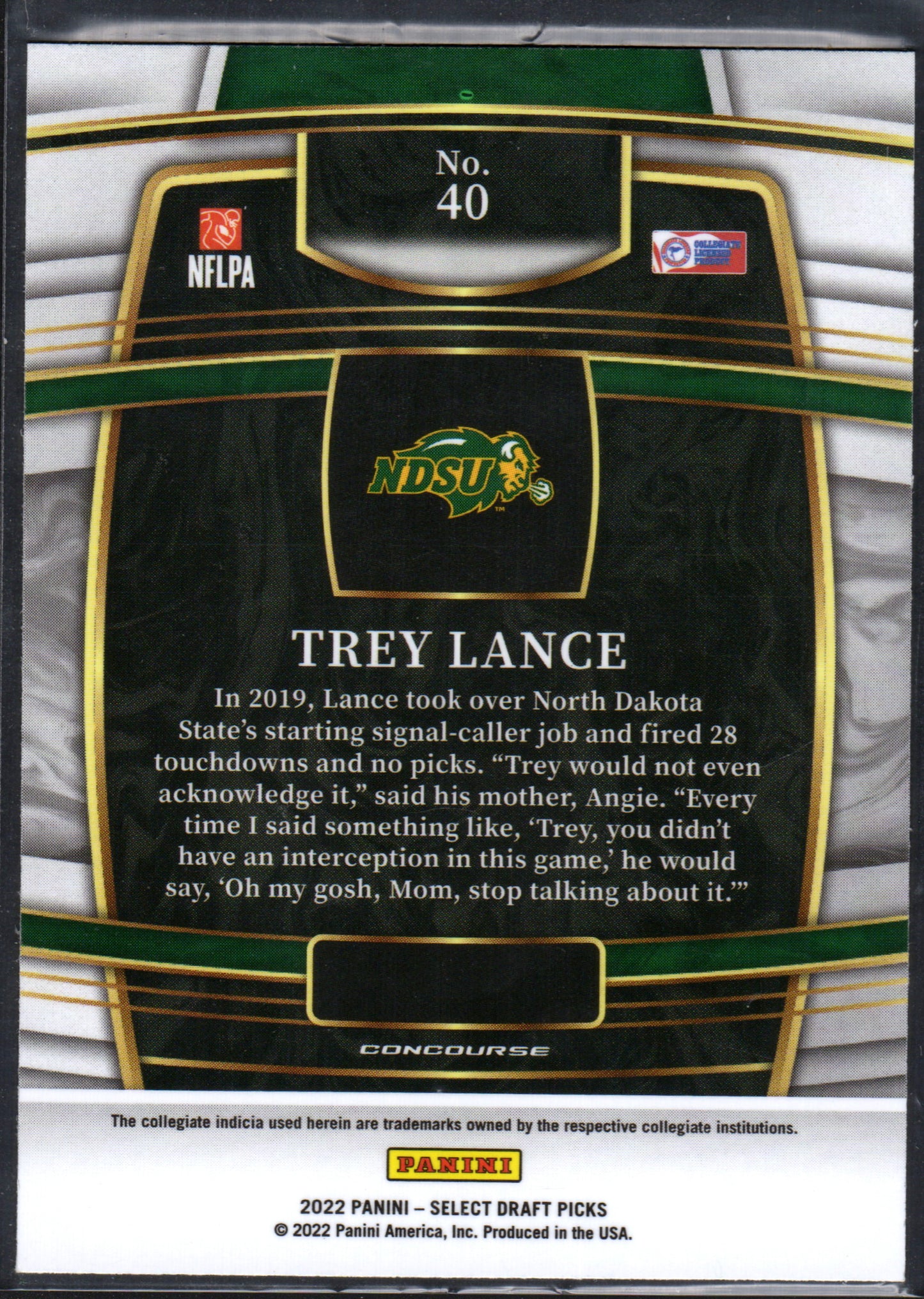 Trey Lance North Dakota State Bison #40 - 2022 Select