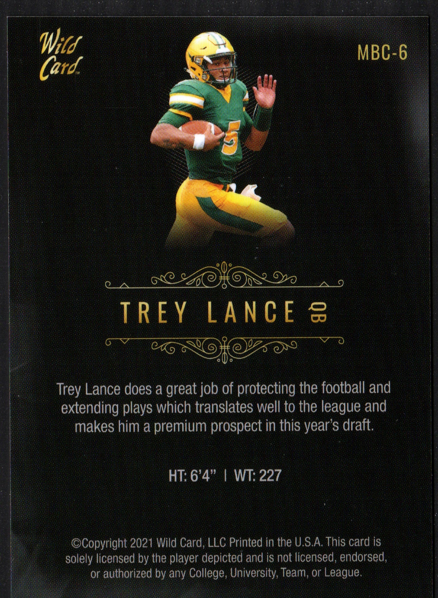 Trey Lance North Dakota State Bison #MBC-6 - 2021 Wild Card