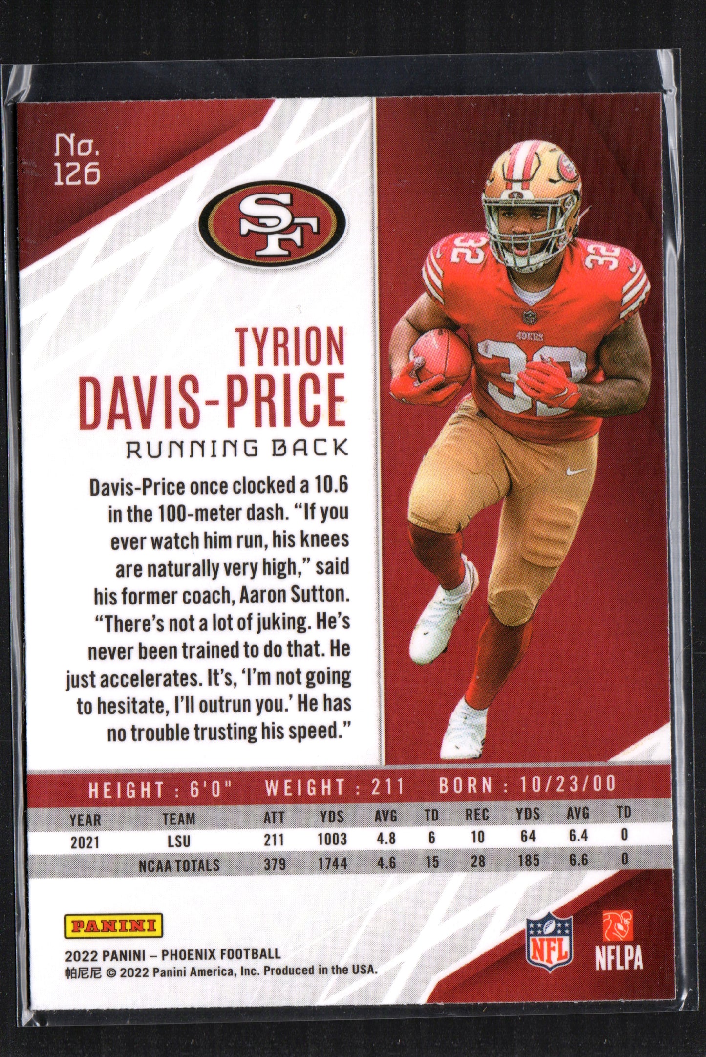 Tyrion Davis-Price San Francisco 49ers #126 - 2022 Panini Phoenix