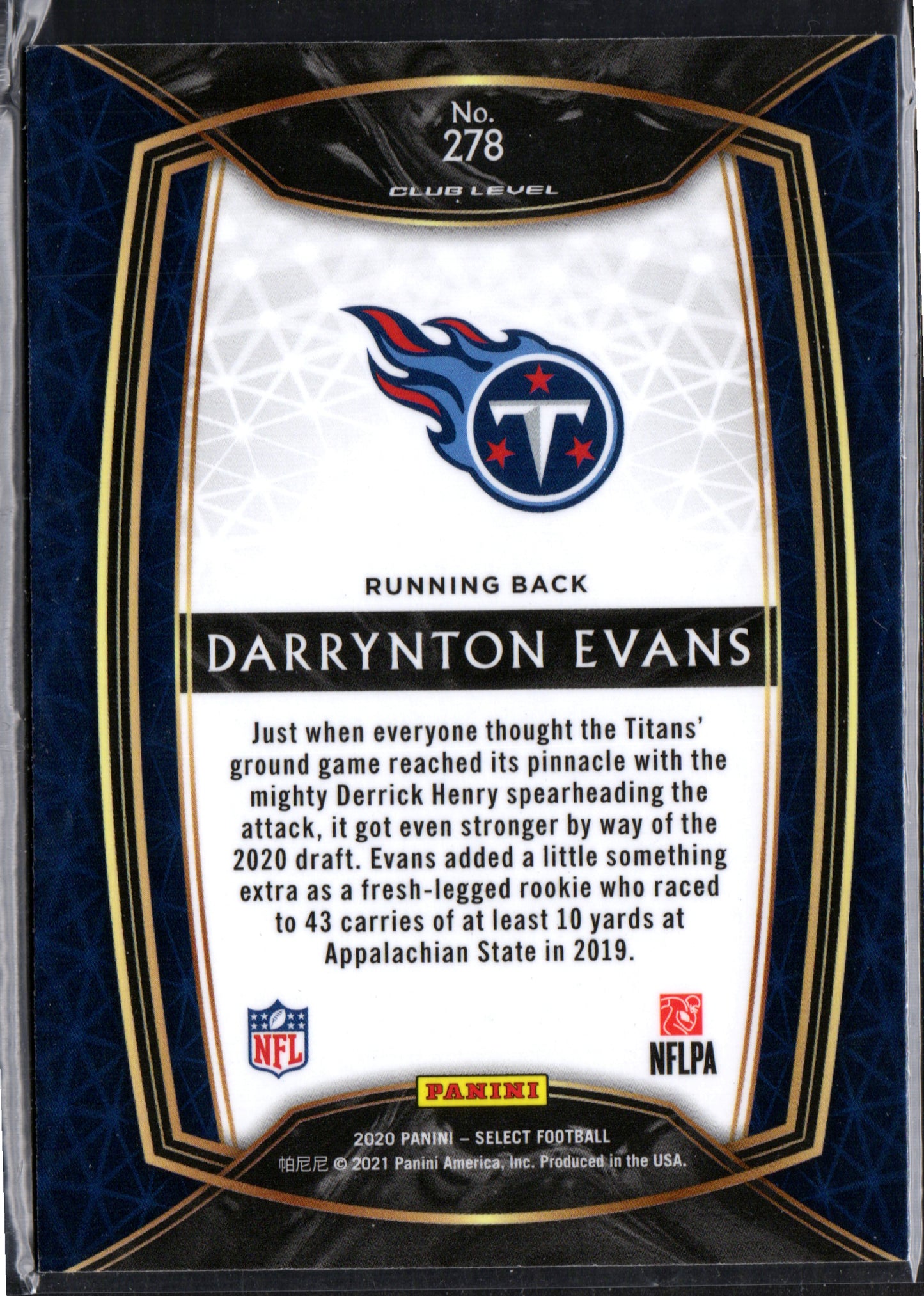 Darrynton Evans Tennessee Titans #278 - 2020 Panini Select