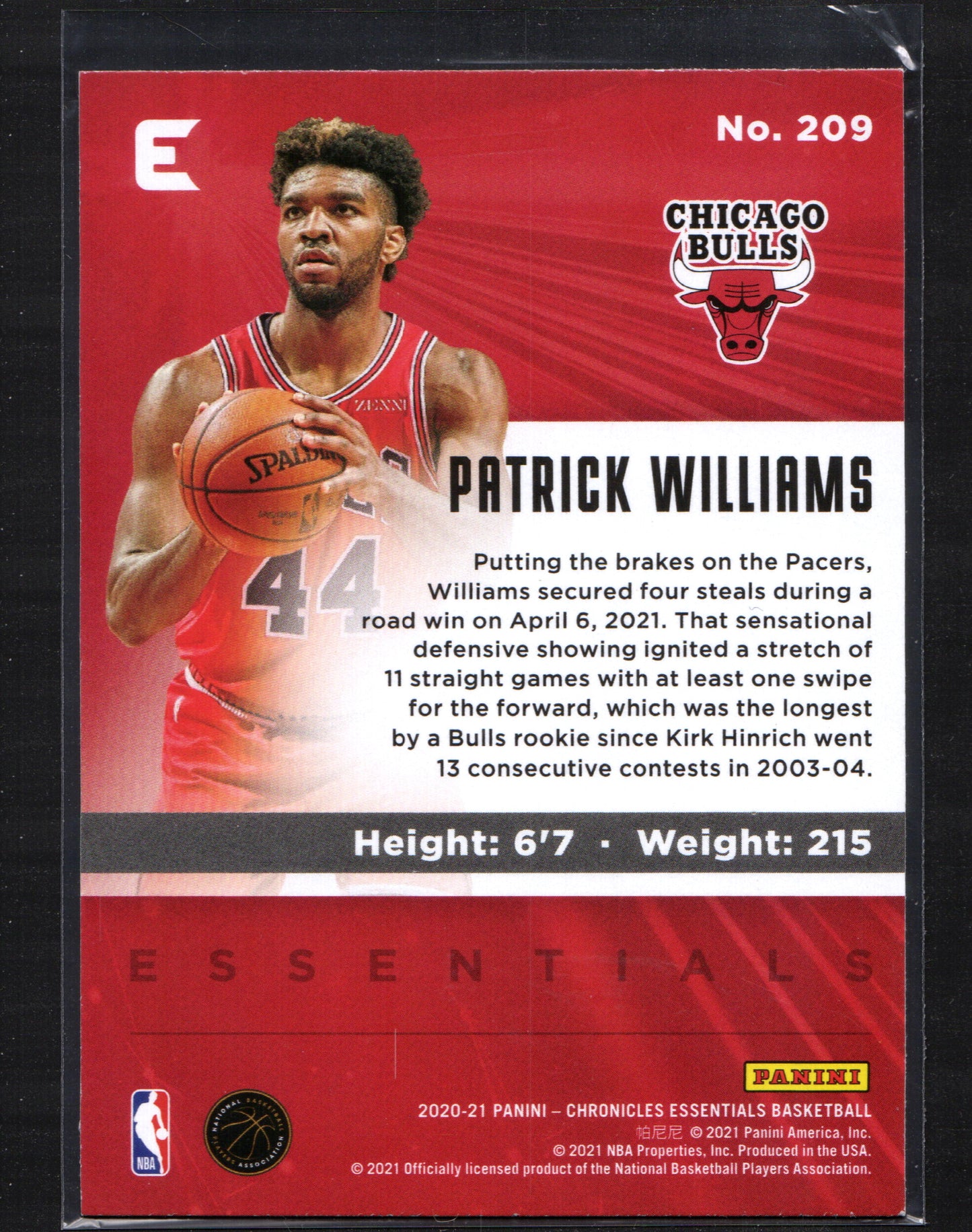 Patrick Williams Chicago Bulls #209 - 2020-21 Panini