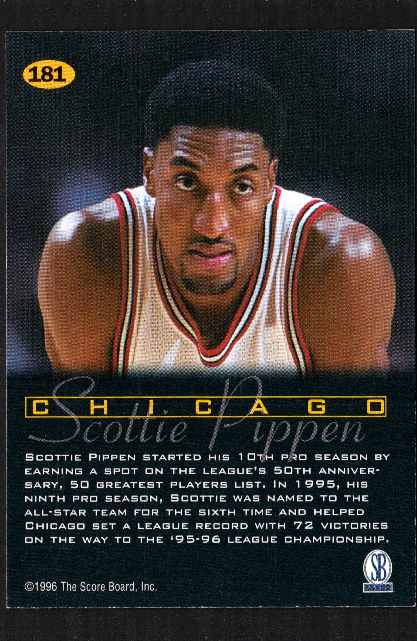 Scottie Pippen Chicago Bulls #181 - 1996 Score Board All Sport Plus