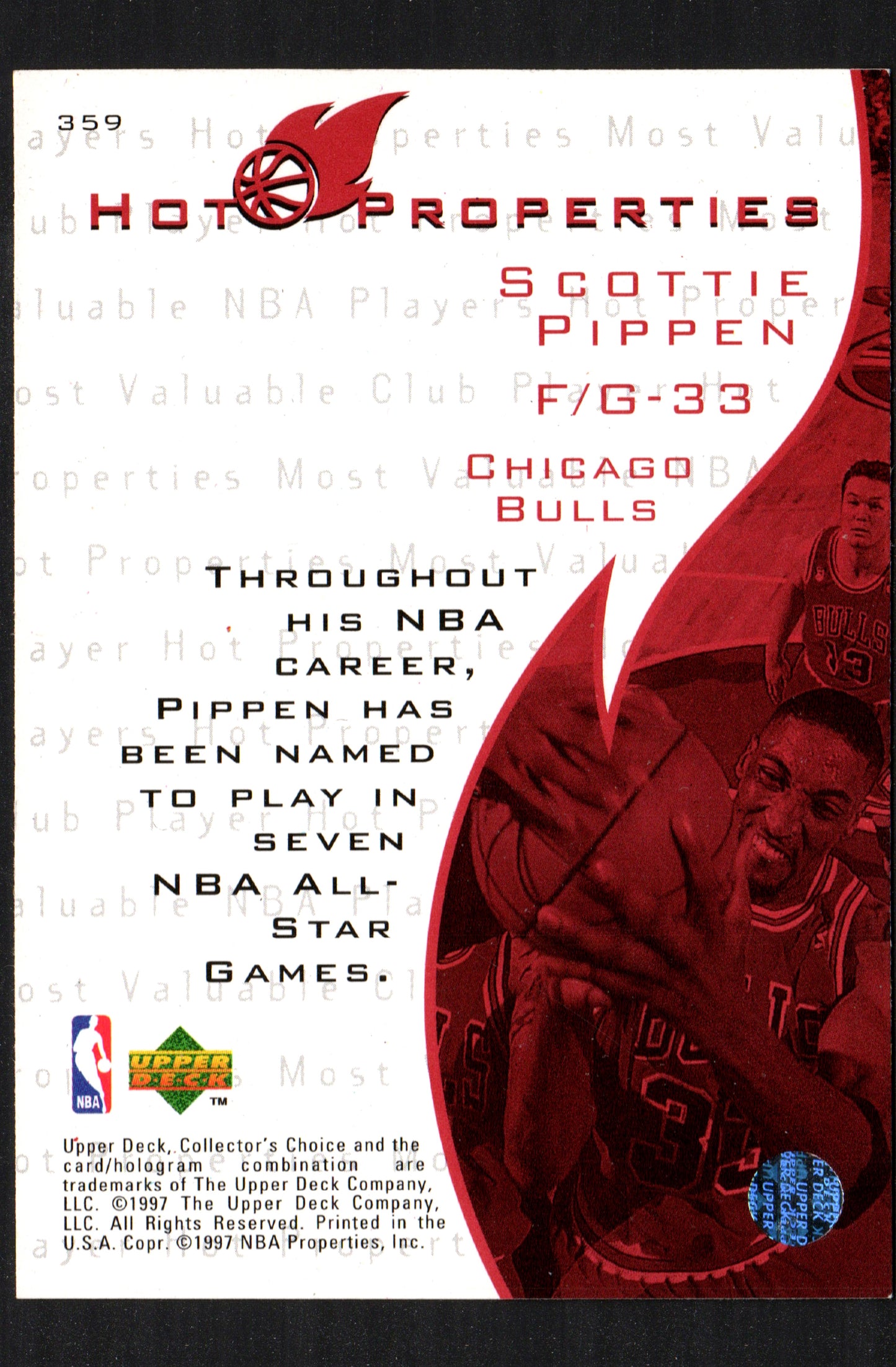 Scottie Pippen Chicago Bulls #359 - 1997-98 Upper Deck Collector's Choice