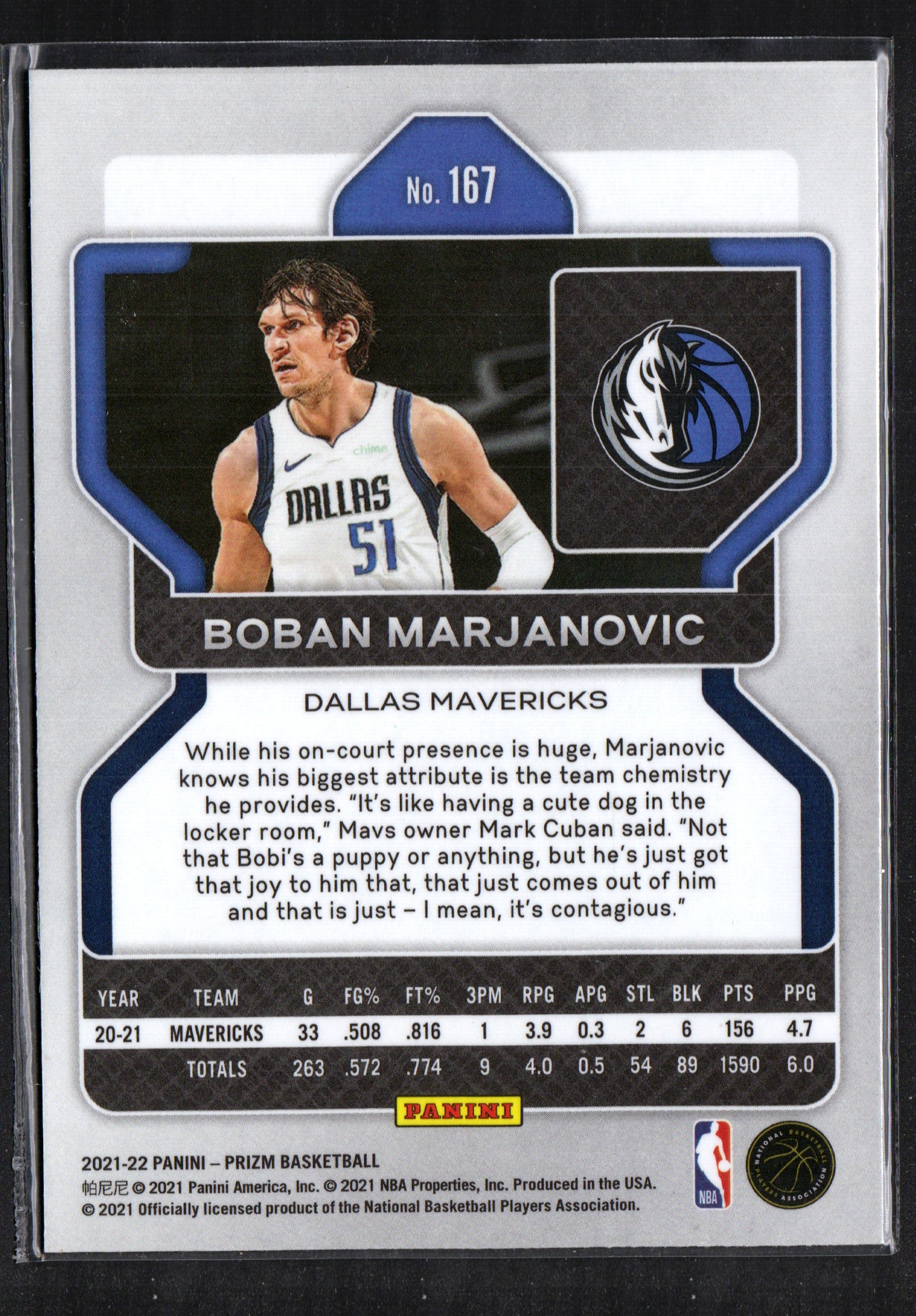 Boban Marjanovic Dallas Mavericks #167 - 2021-22 Panini Prizm