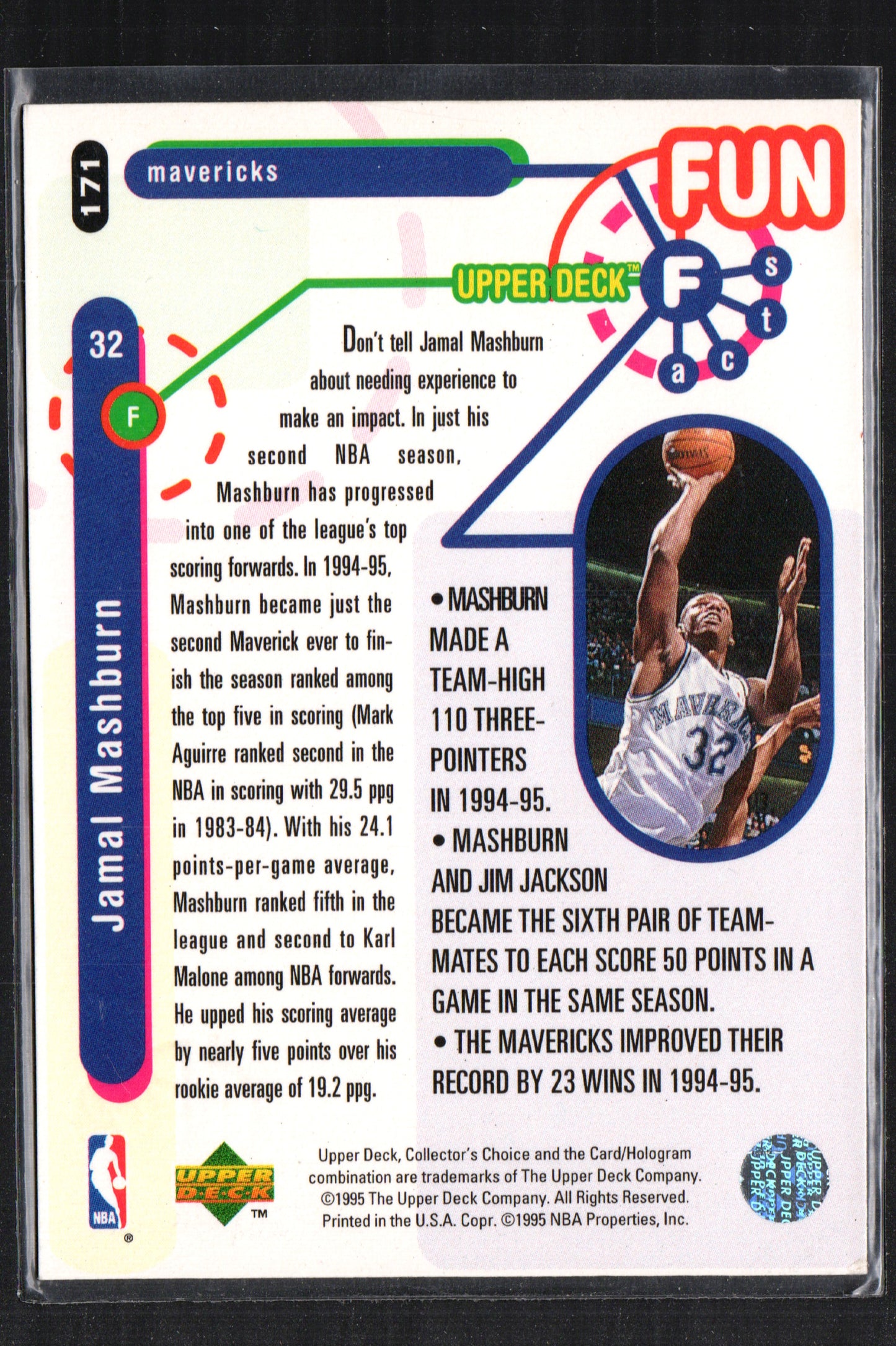 Jamal Mashburn Dallas Mavericks #171 - 1995 Upper Deck Collector's Choice