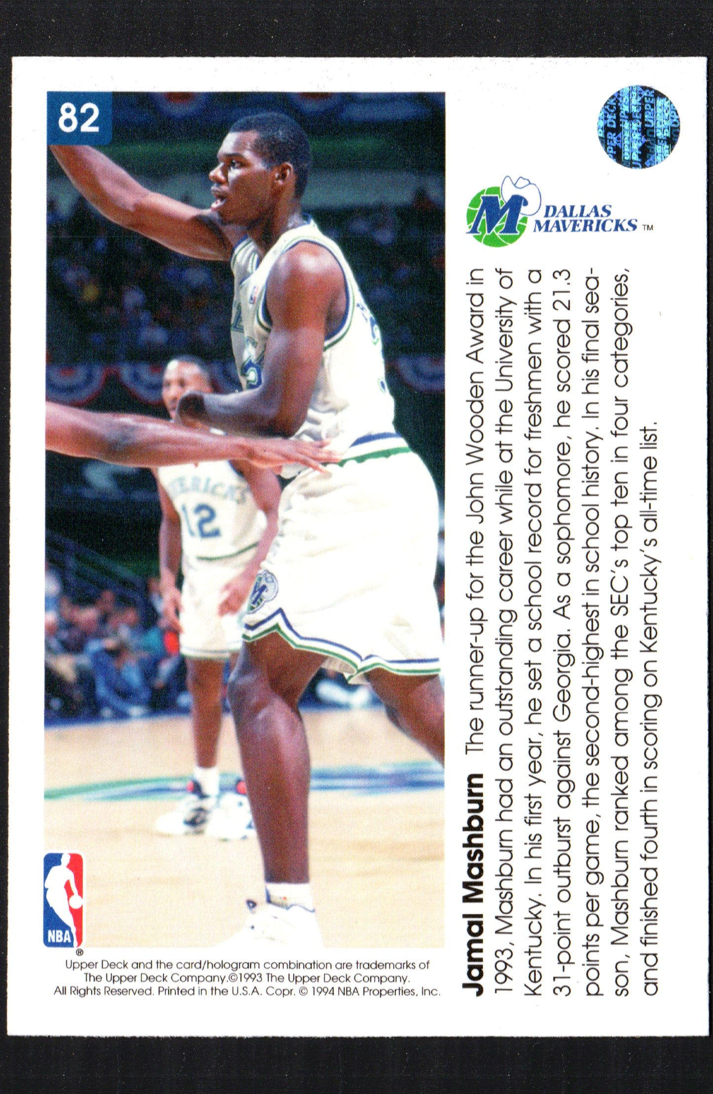 Jamal Mashburn Dallas Mavericks #82 - 1993-94 Upper Deck Pro