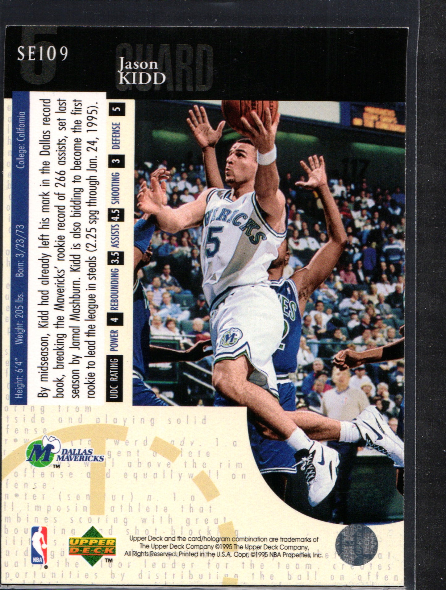 Jason Kidd Dallas Mavericks #SE109 - 1995-96 Upper Deck