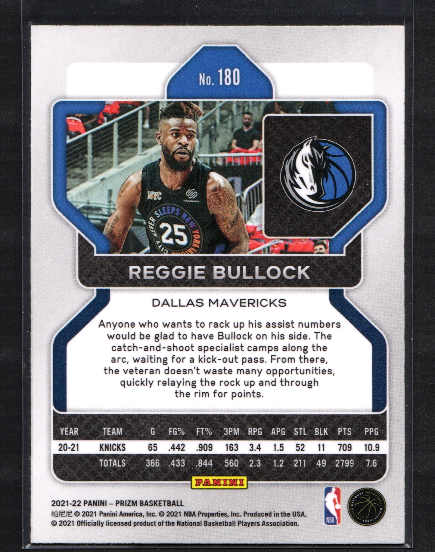 Reggie Bullock Dallas Mavericks #180 - 2021-22 Panini Prizm