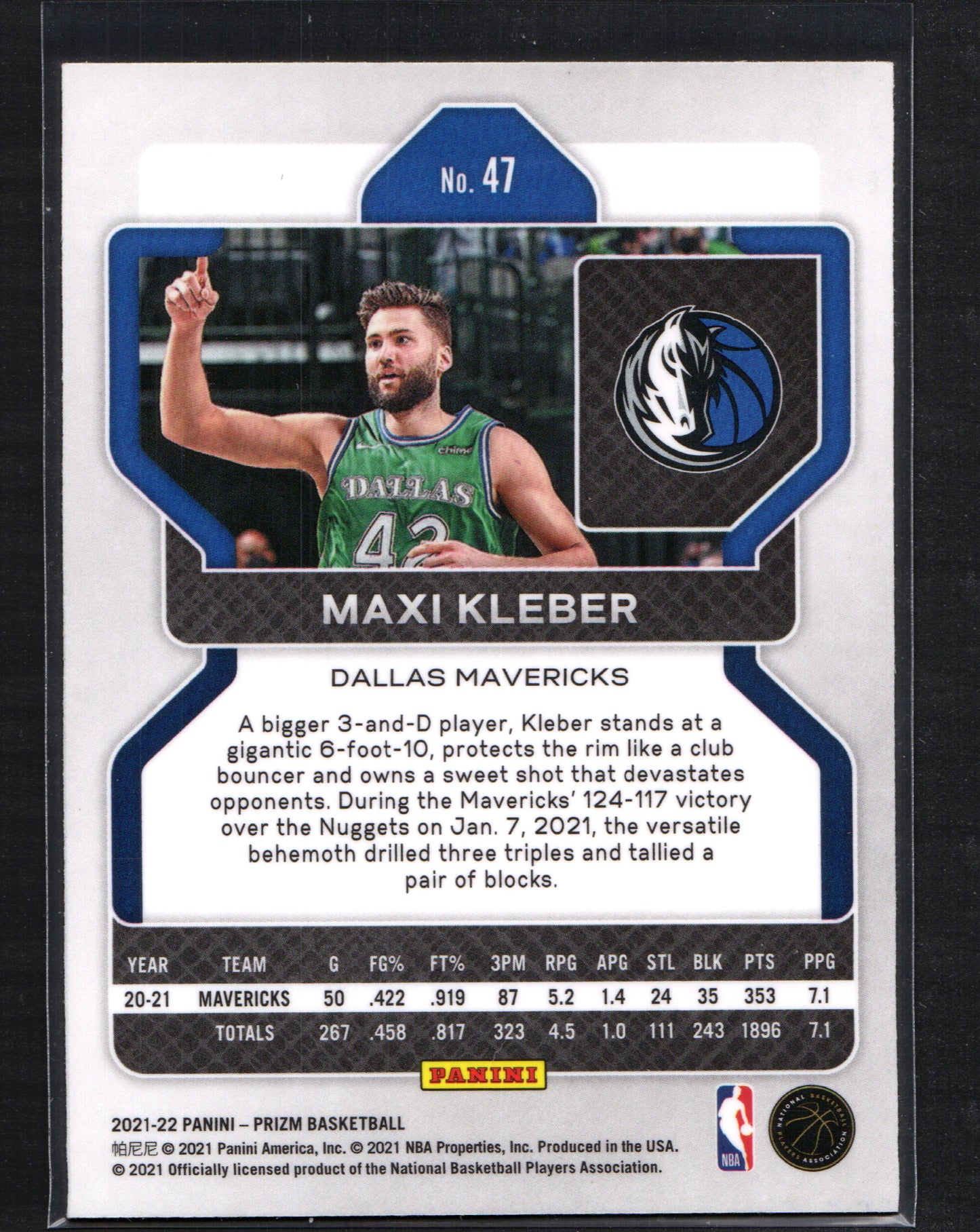 Maxi Kleber Dallas Mavericks #47 - 2021-22 Panini Prizm