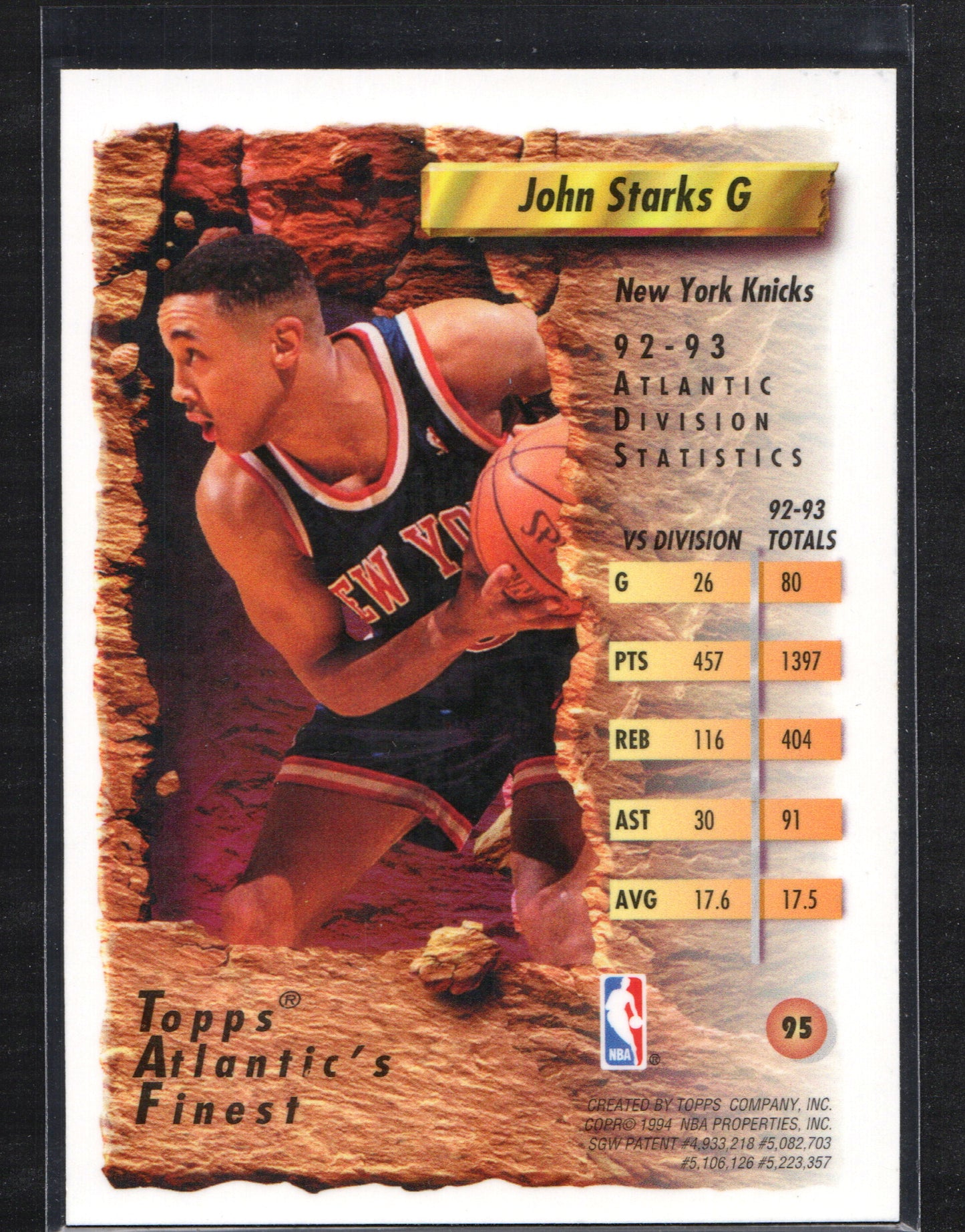 John Starks New York Knicks #95 - 1993-94 Topps Finest