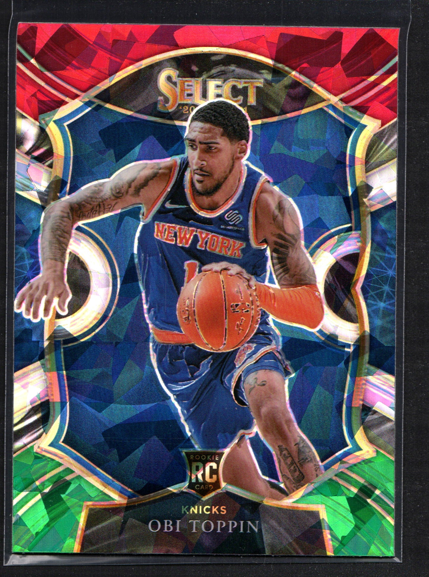 Obi Toppin New York Knicks #68 - 2020-21 Panini Select Red White Green Cracked Ice