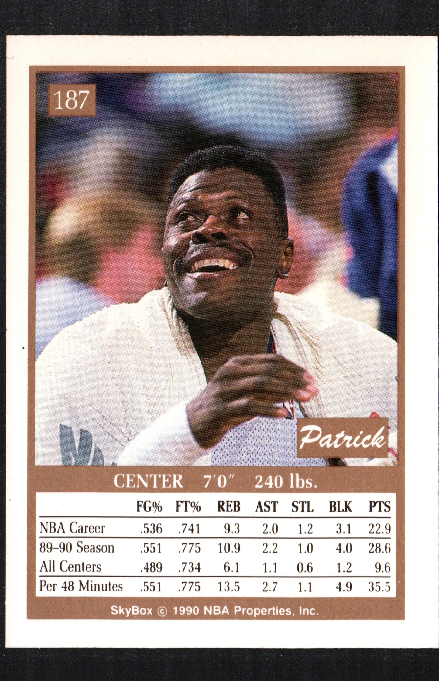 Patrick Ewing New York Knicks #187 - 1990-91 SkyBox