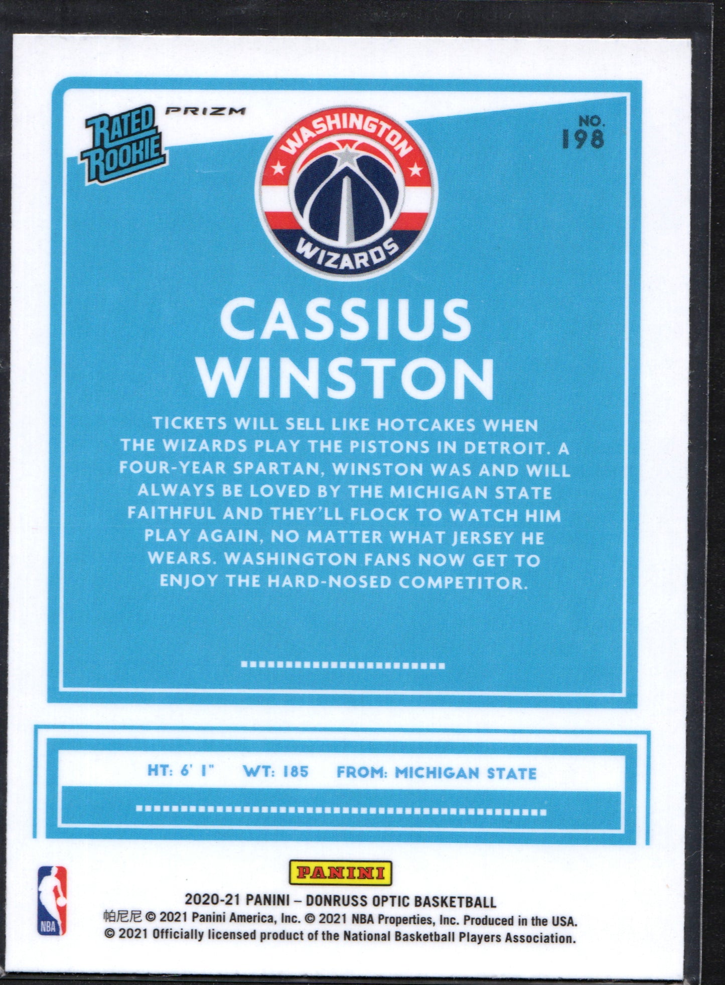 Cassius Winston Washington Wizards #198 - 2020-21 Panini Silver