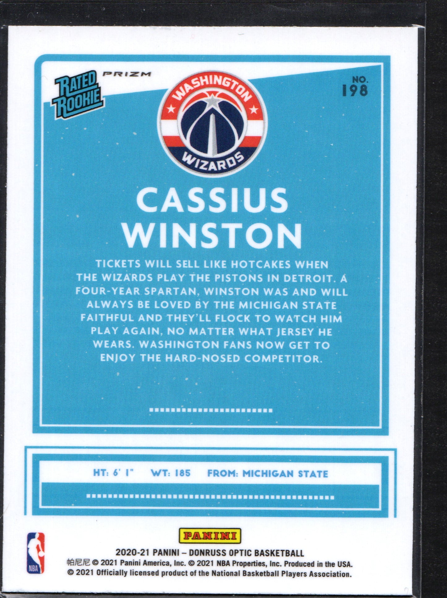 Cassius Winston Washington Wizards #198 - 2020-21 Panini Pink