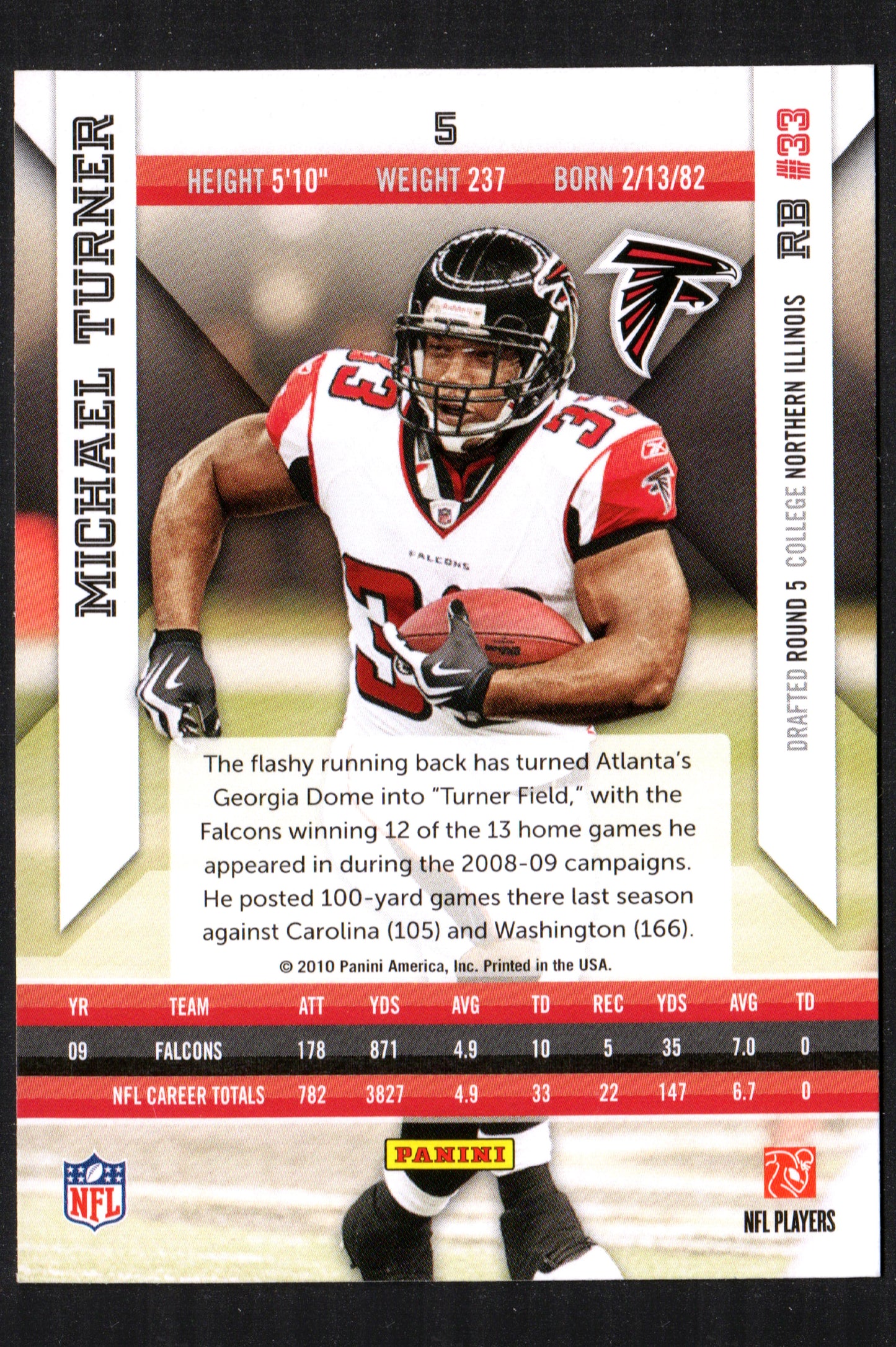 Michael Turner Atlanta Falcons #5 - 2010 Panini EPIX