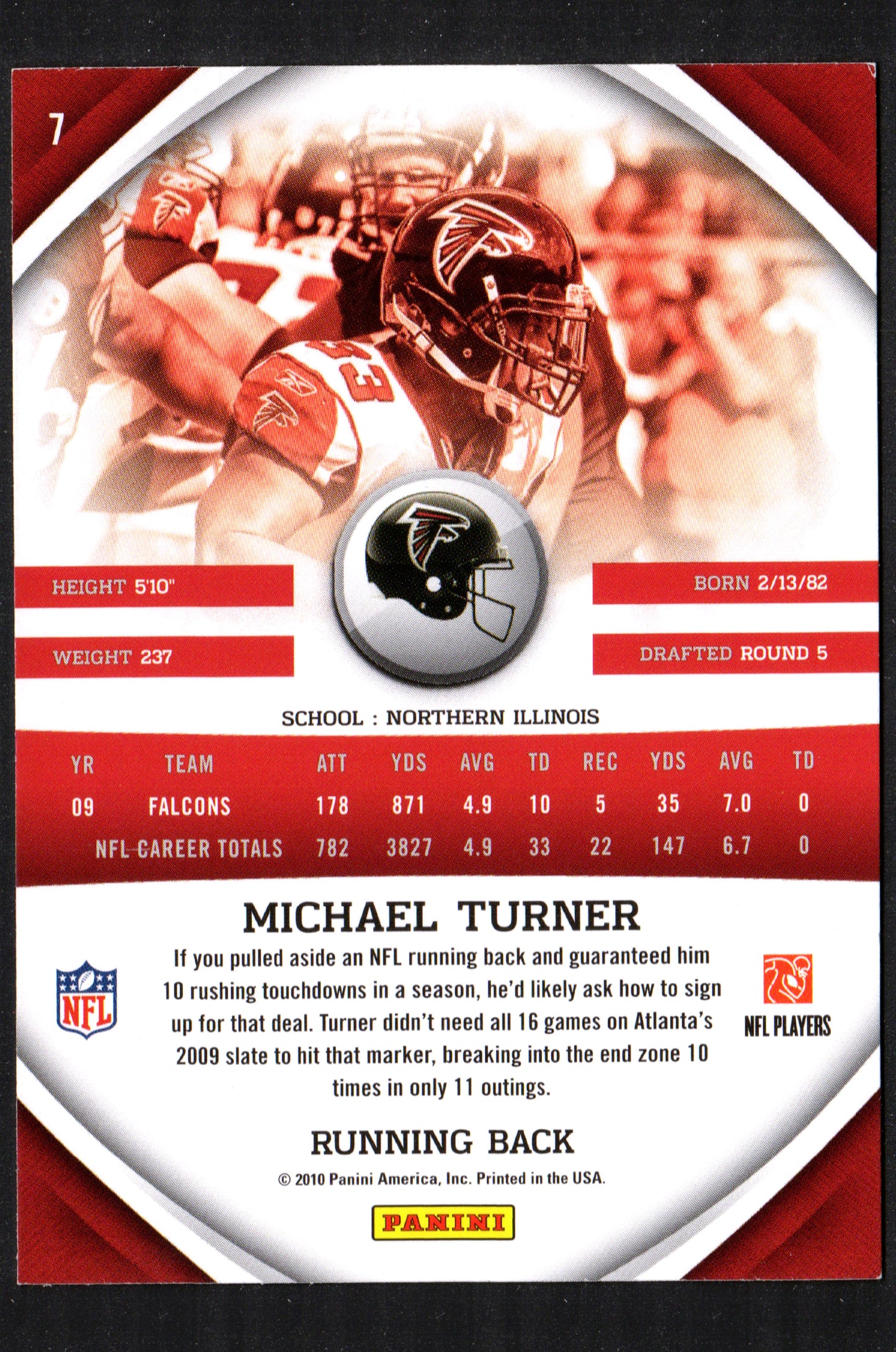 Michael Turner Atlanta Falcons #7 - 2010 Panini Gridiron Gear