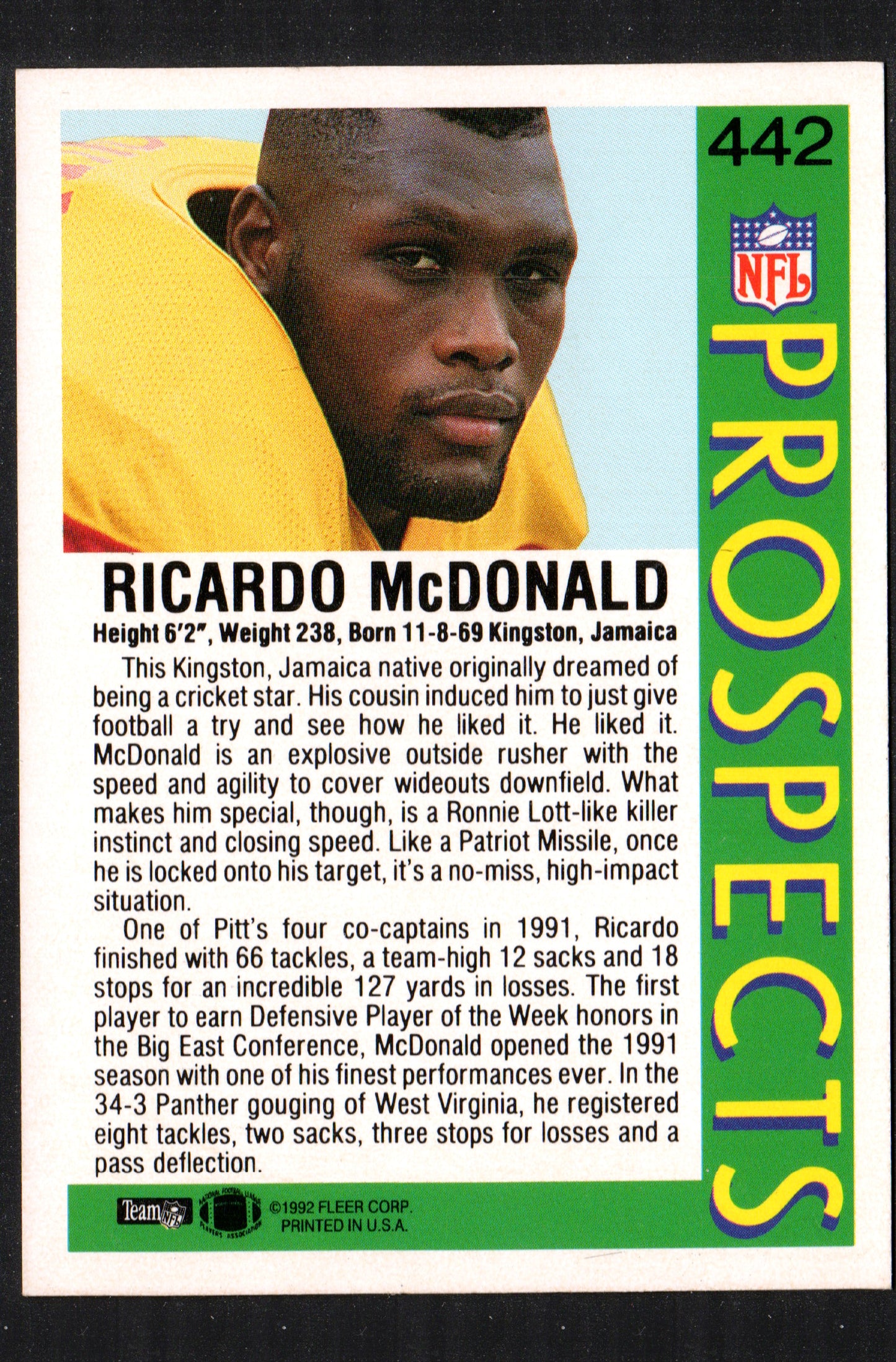 Ricardo McDonald Cincinnati Bengals #442 - 1992 Fleer