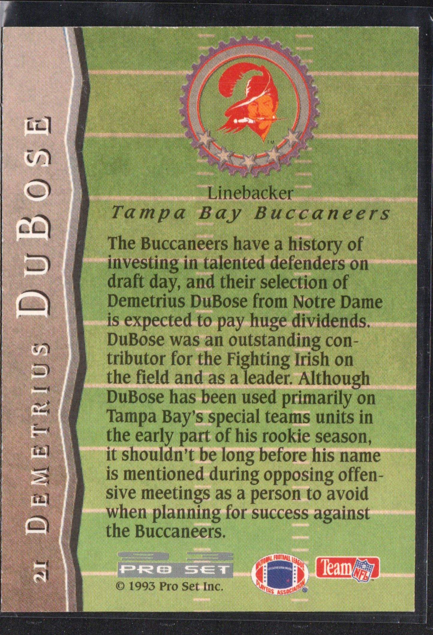 Demetrious DuBose Tampa Bay Buccaneers #21 - 1993 Pro Set