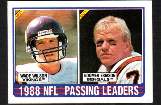 1988 NFL Passing Leaders Wade Wilson / Boomer Esiason Minnesota Vikings / Cincinnati Bengals #217 - 1989 Topps