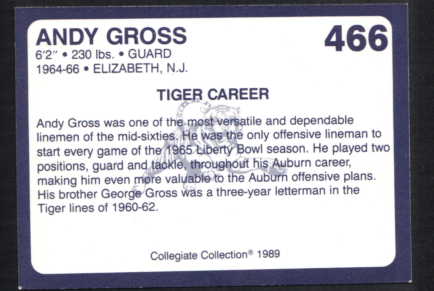 Andy Gross Auburn Tigers #466 - 1989 Collegiate Collection