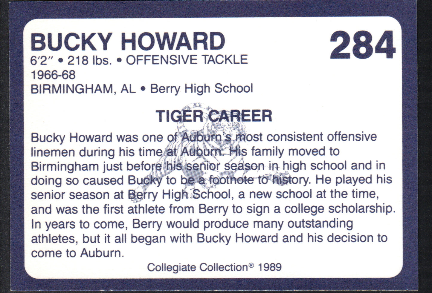 Bucky Howard Auburn Tigers #284 - 1989 Collegiate Collection