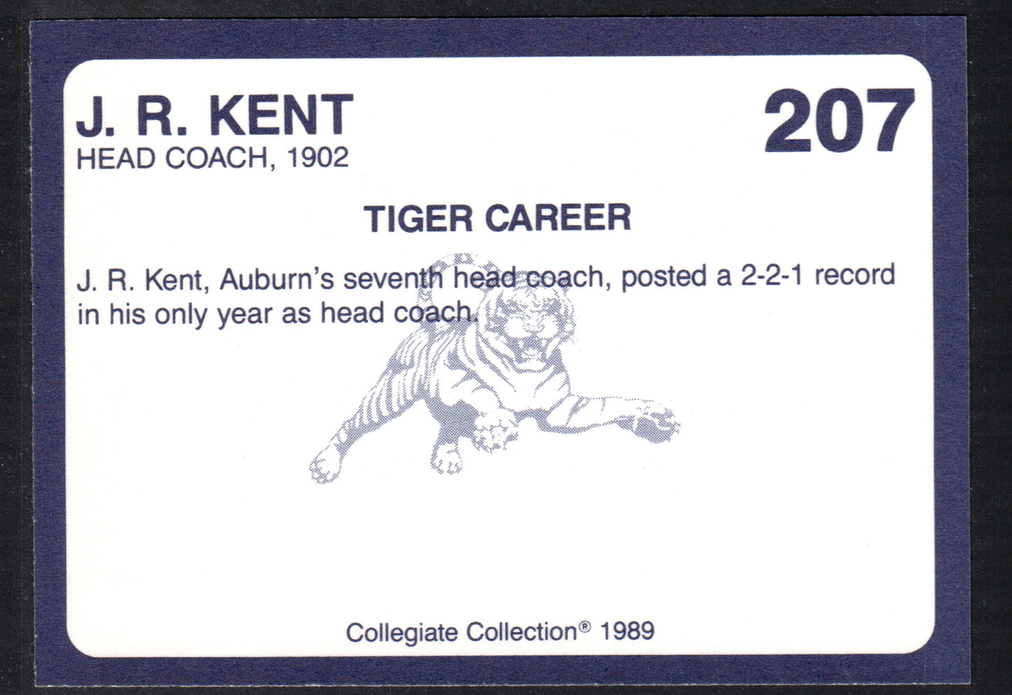 J. R. Kent Auburn Tigers #207 - 1989 Collegiate Collection