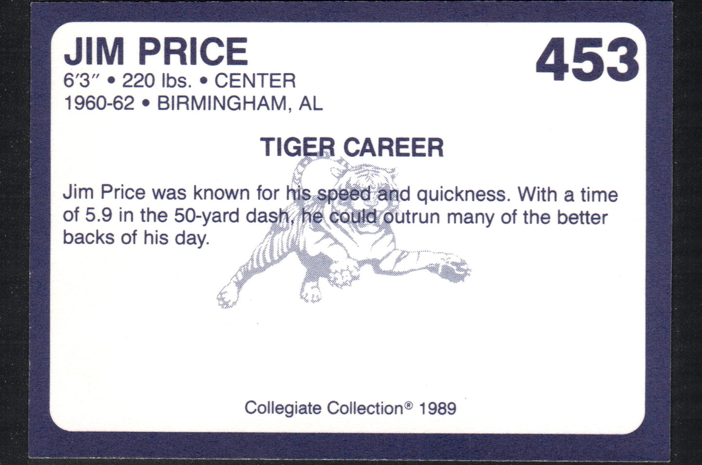 Jim Price Auburn Tigers #453 - 1989 Collegiate Collection