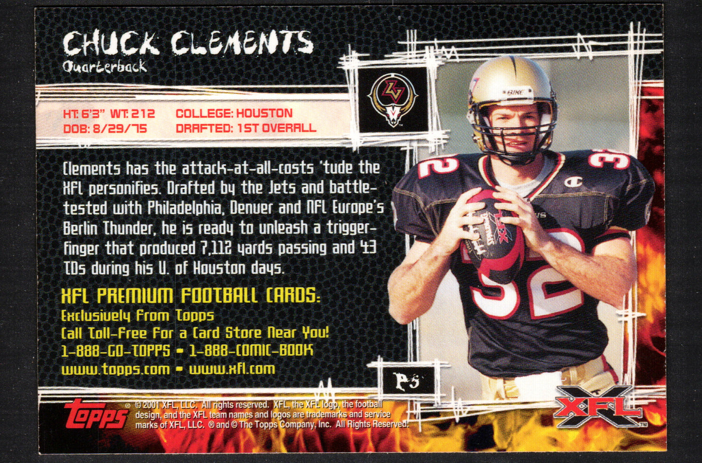 Chuck Clements Las Vegas Outlaws #P5 - 2001 Topps XFL