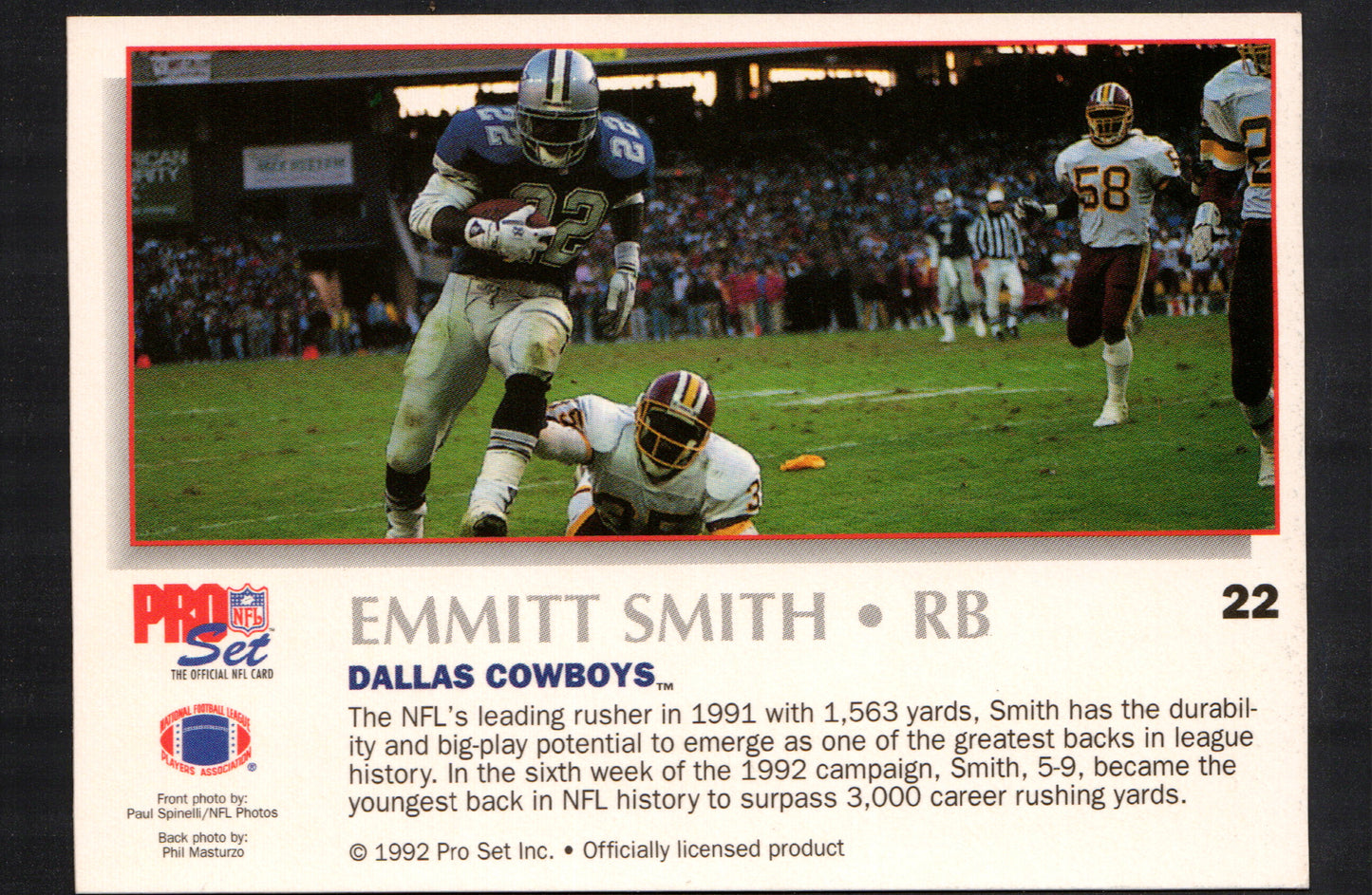 Emmitt Smith Dallas Cowboys #22 - 1992 Pro Set Power