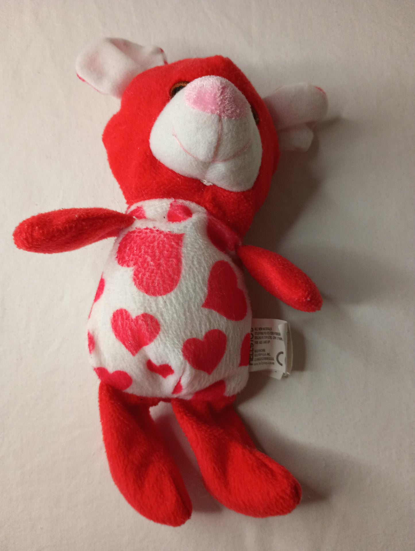 Beanie Baby Red & White Bear with hearts