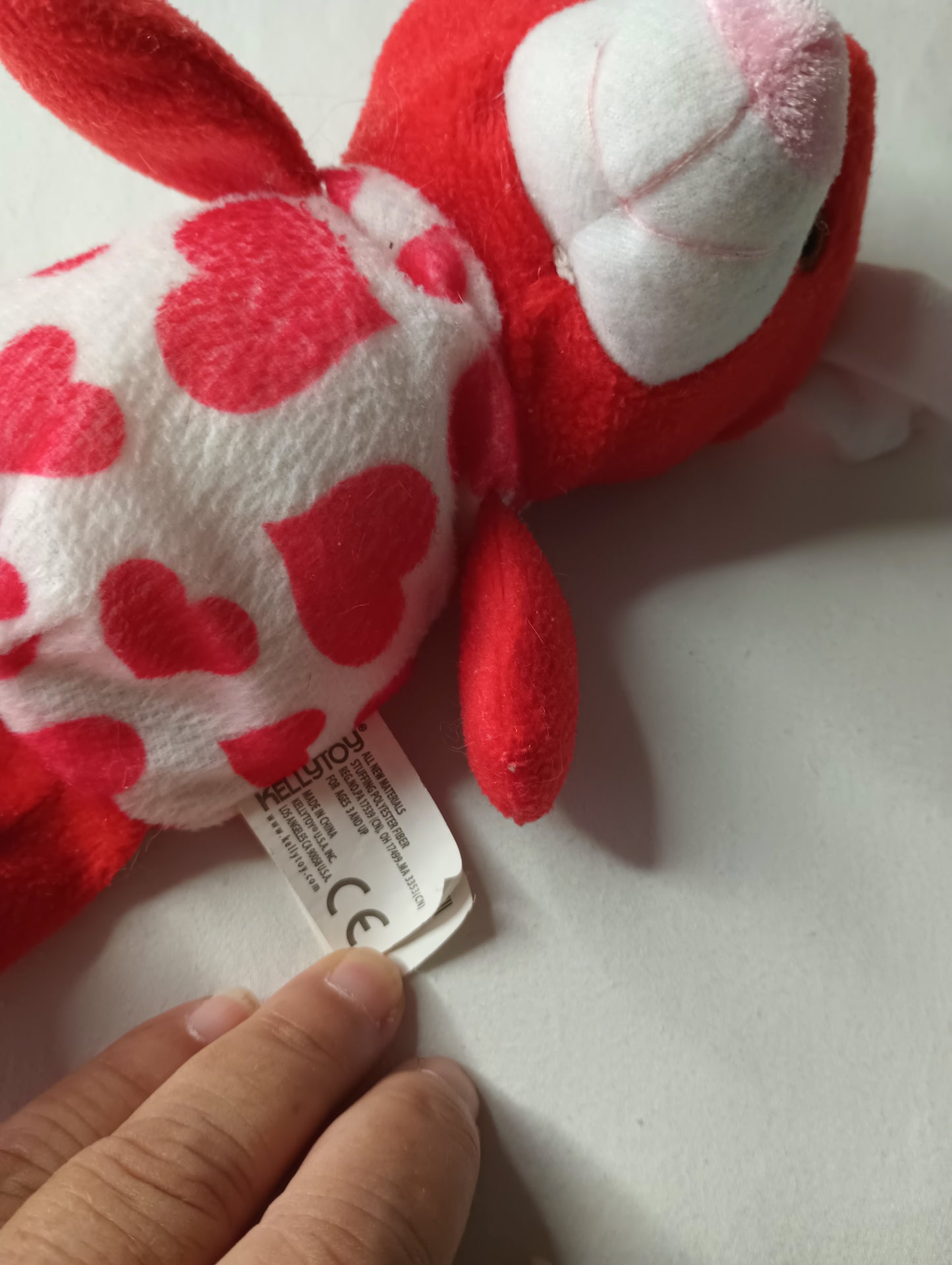 Beanie Baby Red & White Bear with hearts