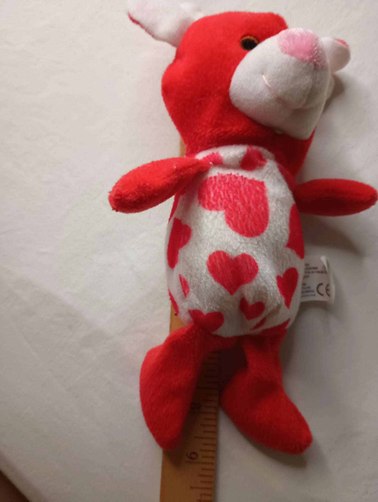 Beanie Baby Red & White Bear with hearts