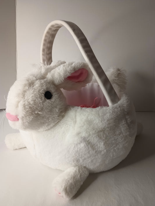 White Bunny Rabbit Soft Plush Easter Basket