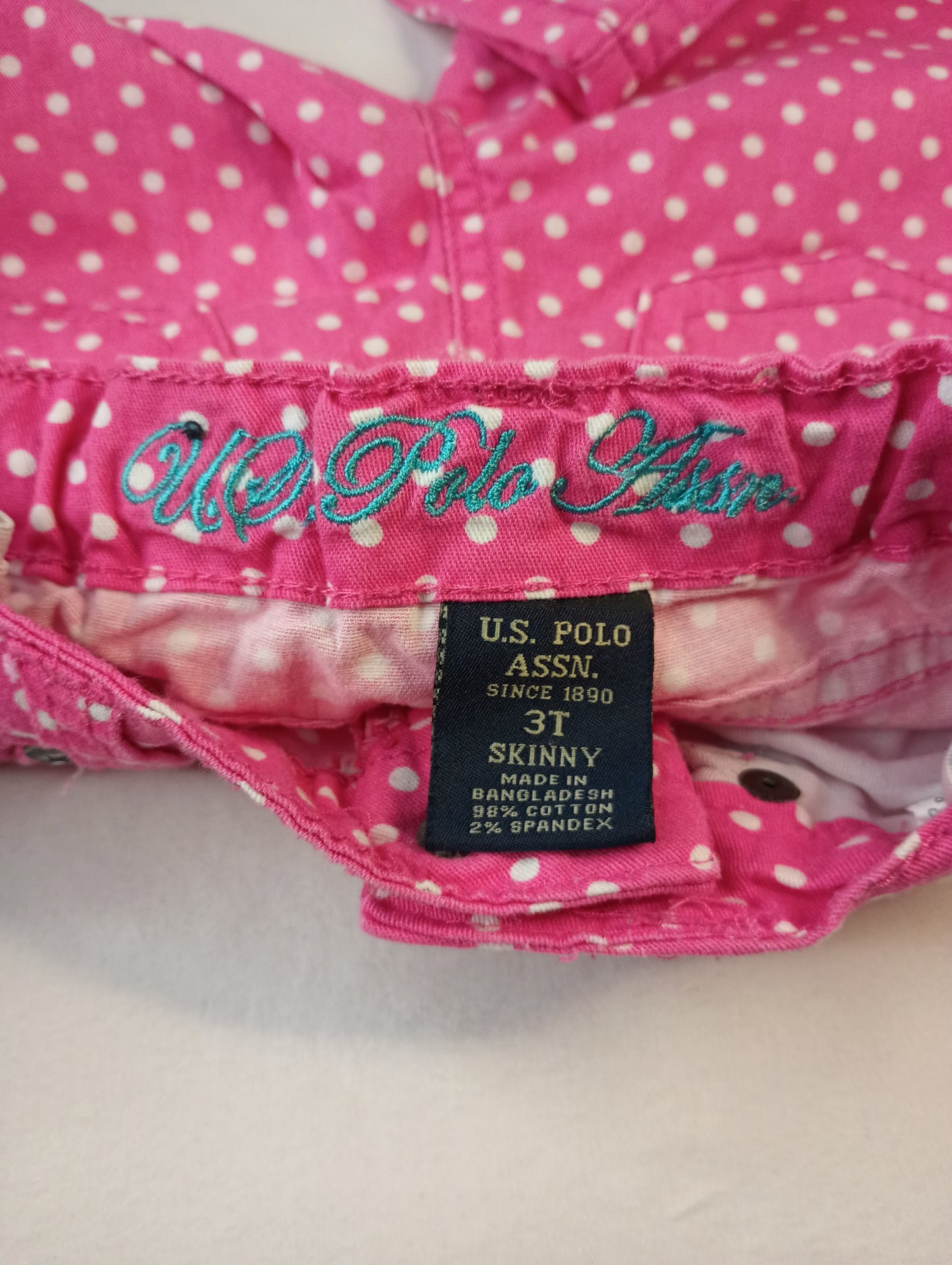 Girls US POLO ASSN 3T SKINNY Pink Polka Dot Jeans