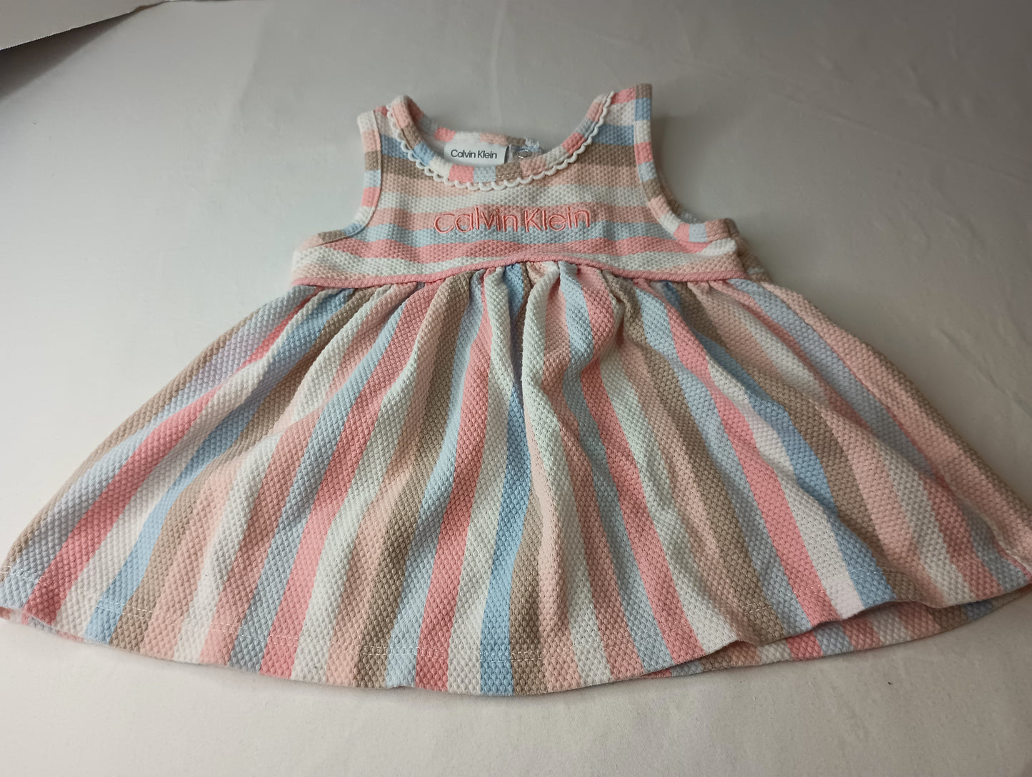 Girls Calvin Klein Striped Sleeveless Dress 18M