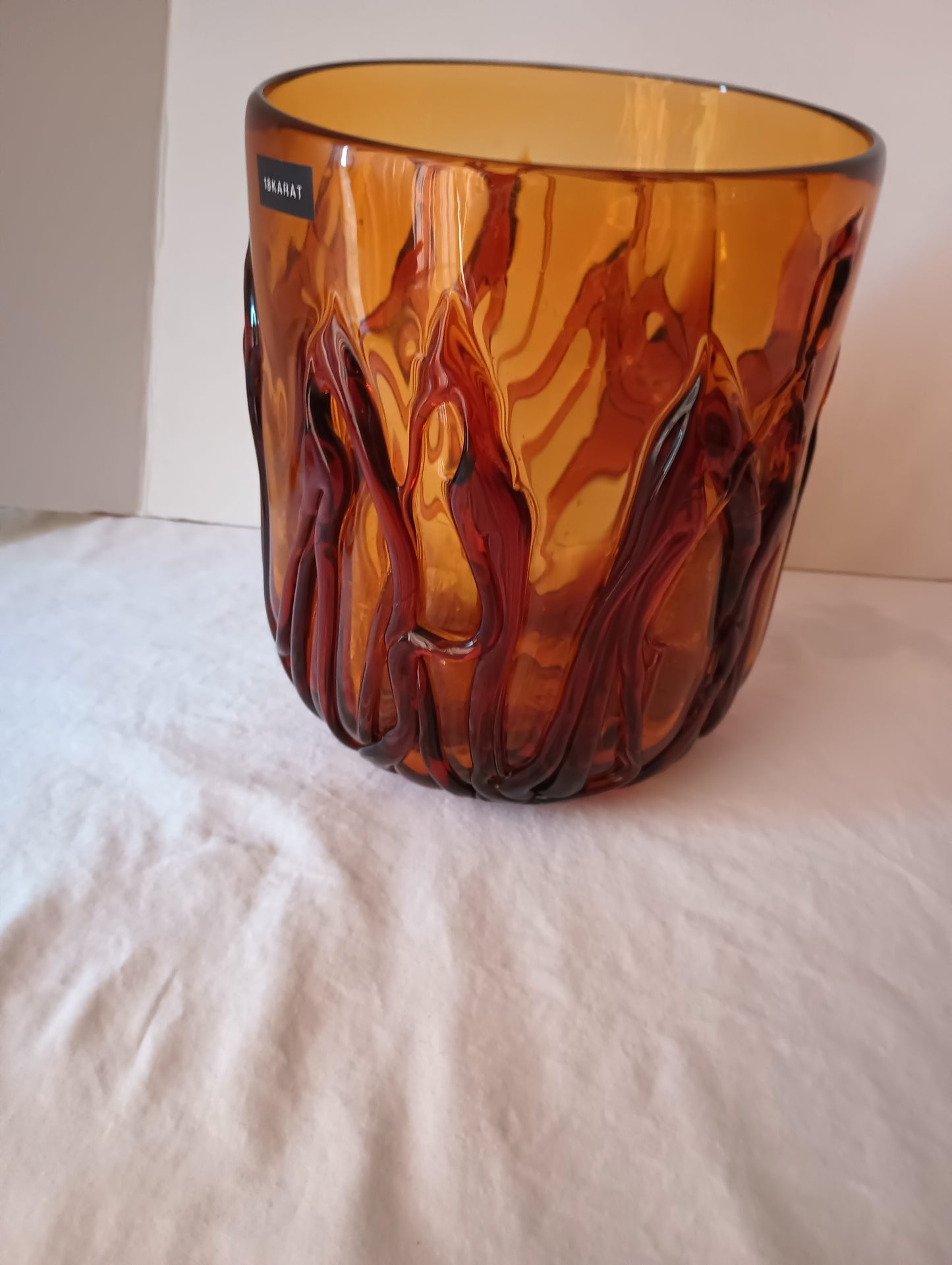 18 KARAT  VITE Vase 9" Amber