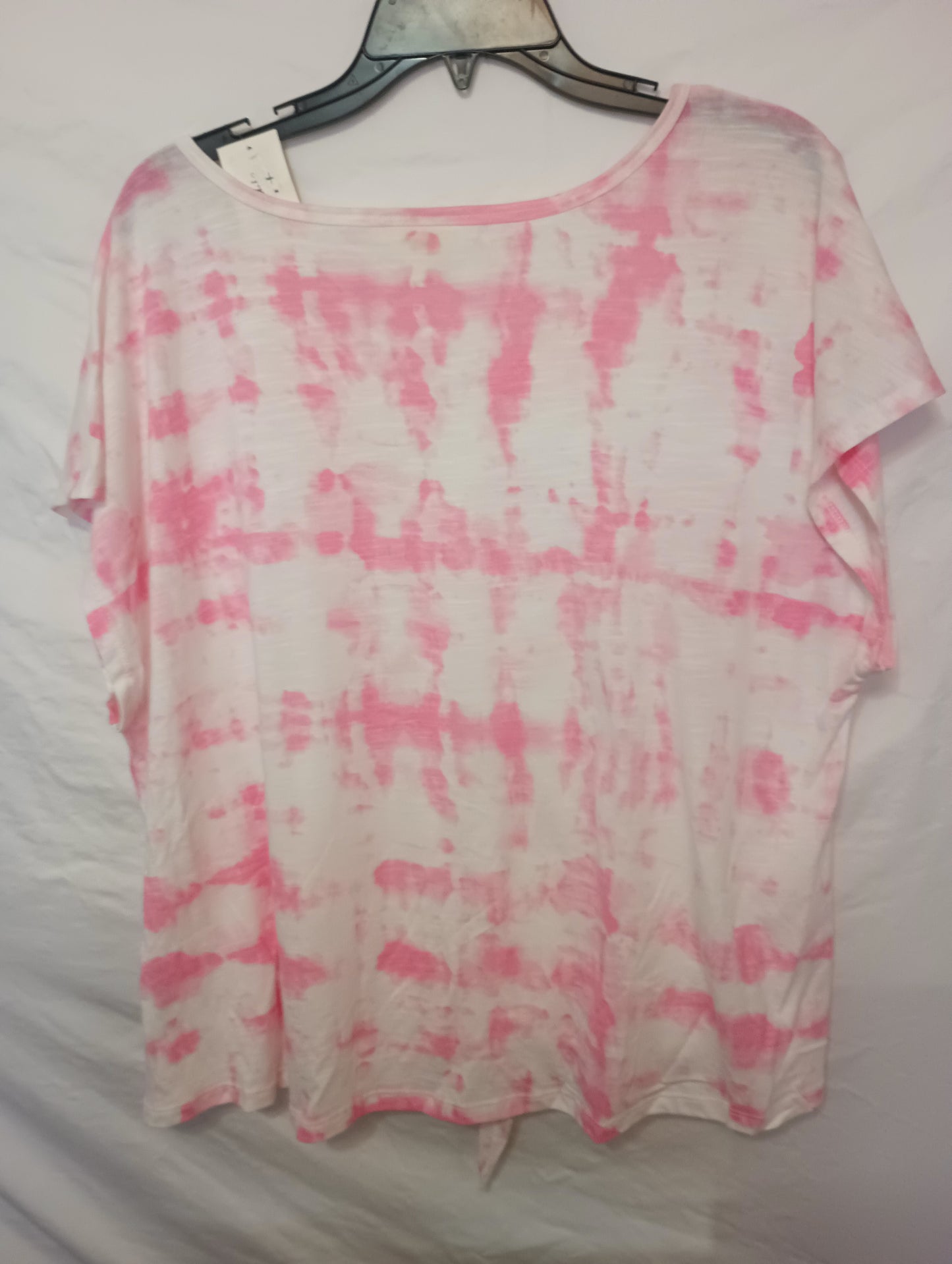 STYLE & CO Women's Size 3X Tie-Dye Tie Front V-Neck Dolman Sleeves Stretch Pink New