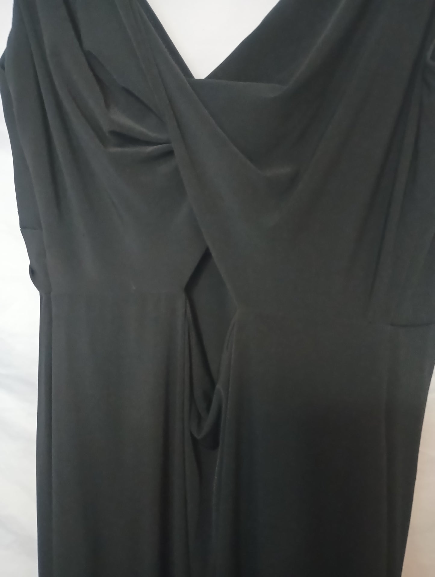 AMSALE Women's Designer Black Sleeveless Long V-Neck Dress size 12