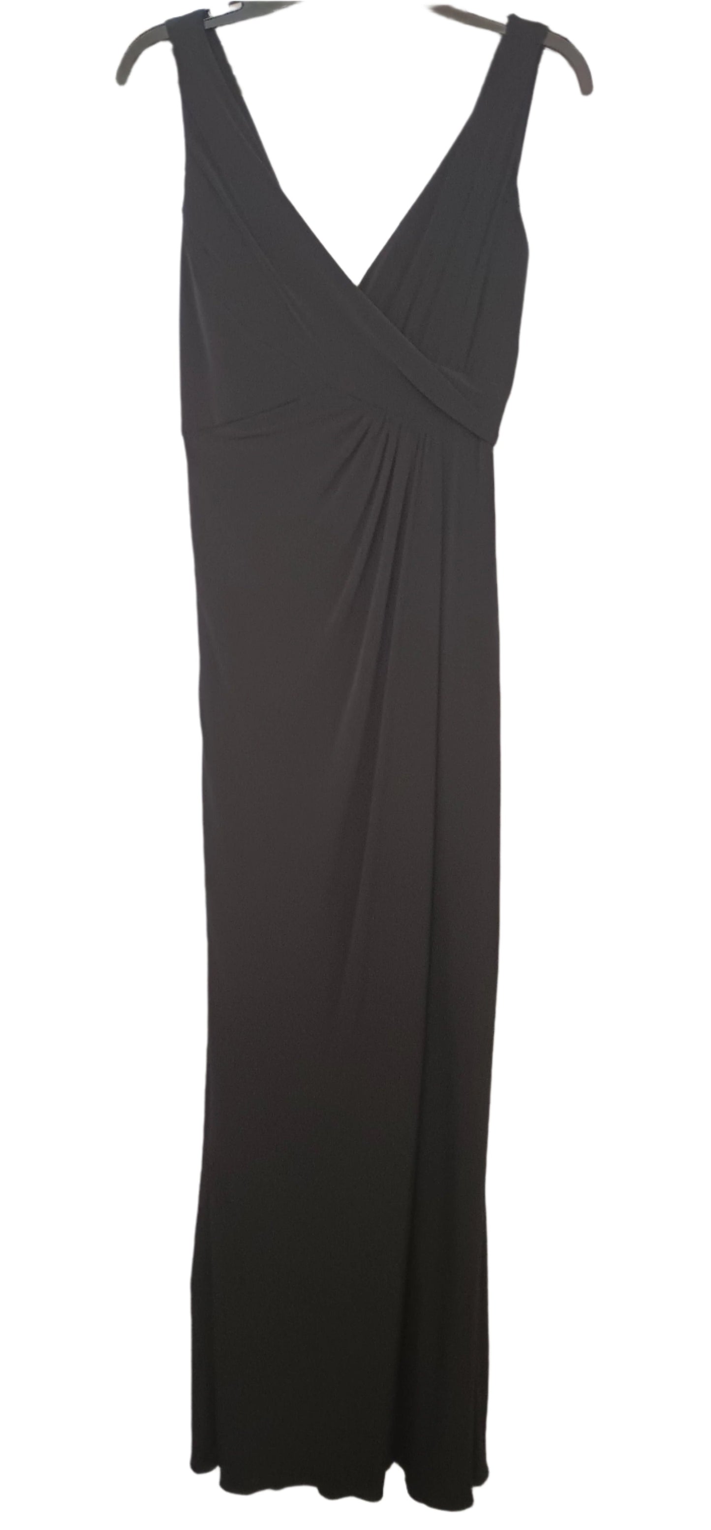 AMSALE Women's Designer Black Sleeveless Long V-Neck Dress size 12