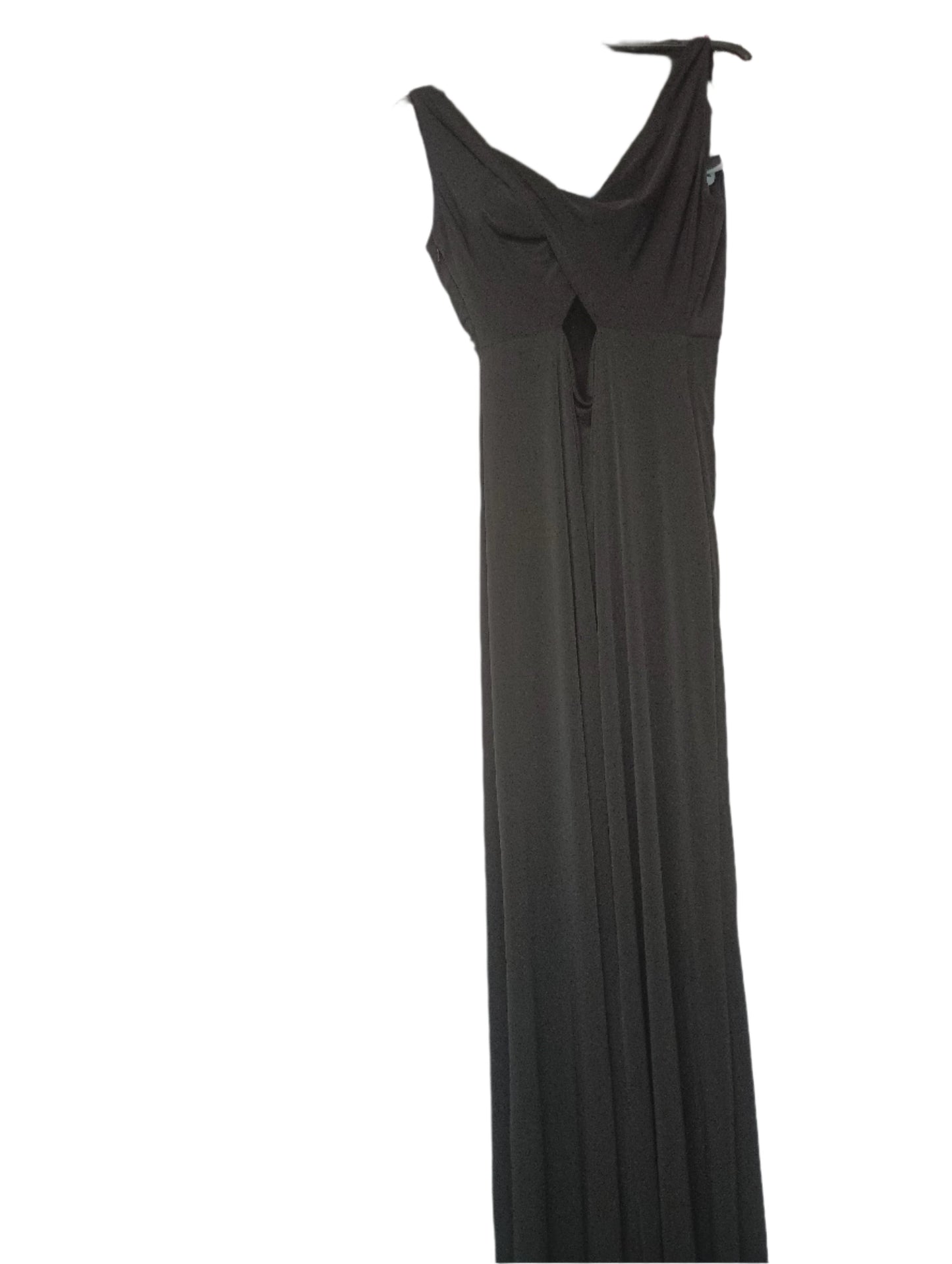 AMSALE Women's Designer Black Sleeveless Long V-Neck Dress size 12