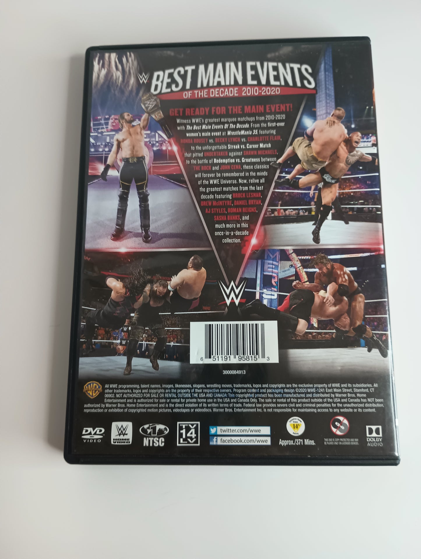 WWE Best Main Events of the Decade 2010-2020 DVD 2 Disc Set