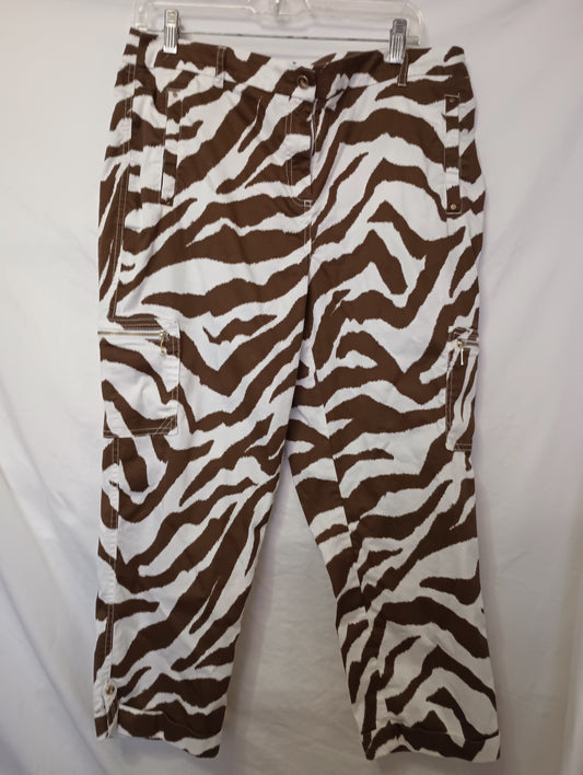 CHICOS Brown Zebra Print Crop Pants Size 2