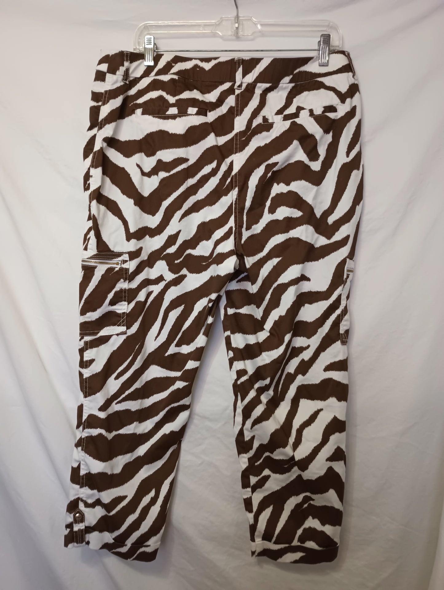 CHICOS Brown Zebra Print Crop Pants Size 2