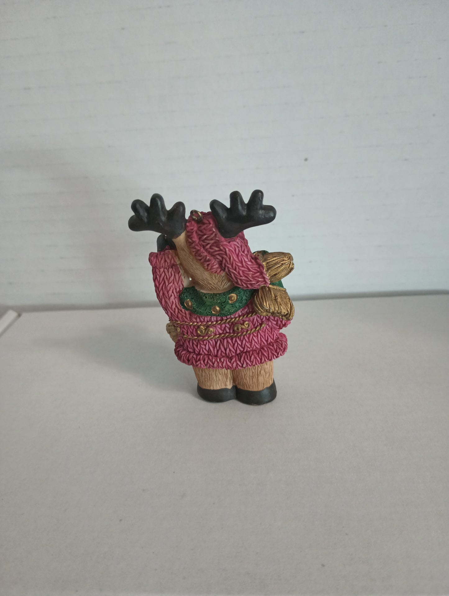 Resin Moose wearing a scarf Christmas Ornament 3"